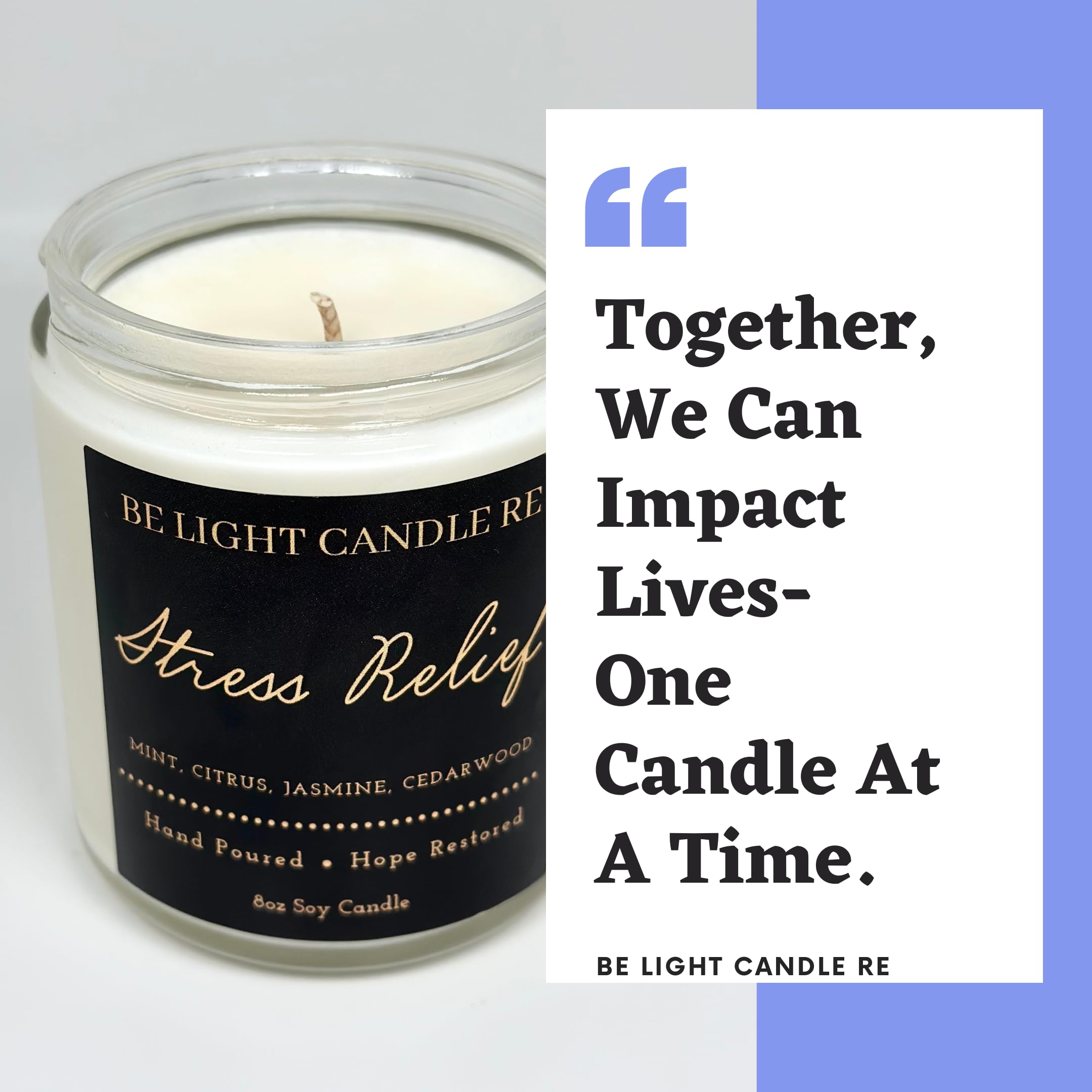 Stress Relief Candle | Purpose-Driven Soy Candles | Scented Candle for Home | 8oz Long Lasting Candle Be Light Candle RE buy supplements canada