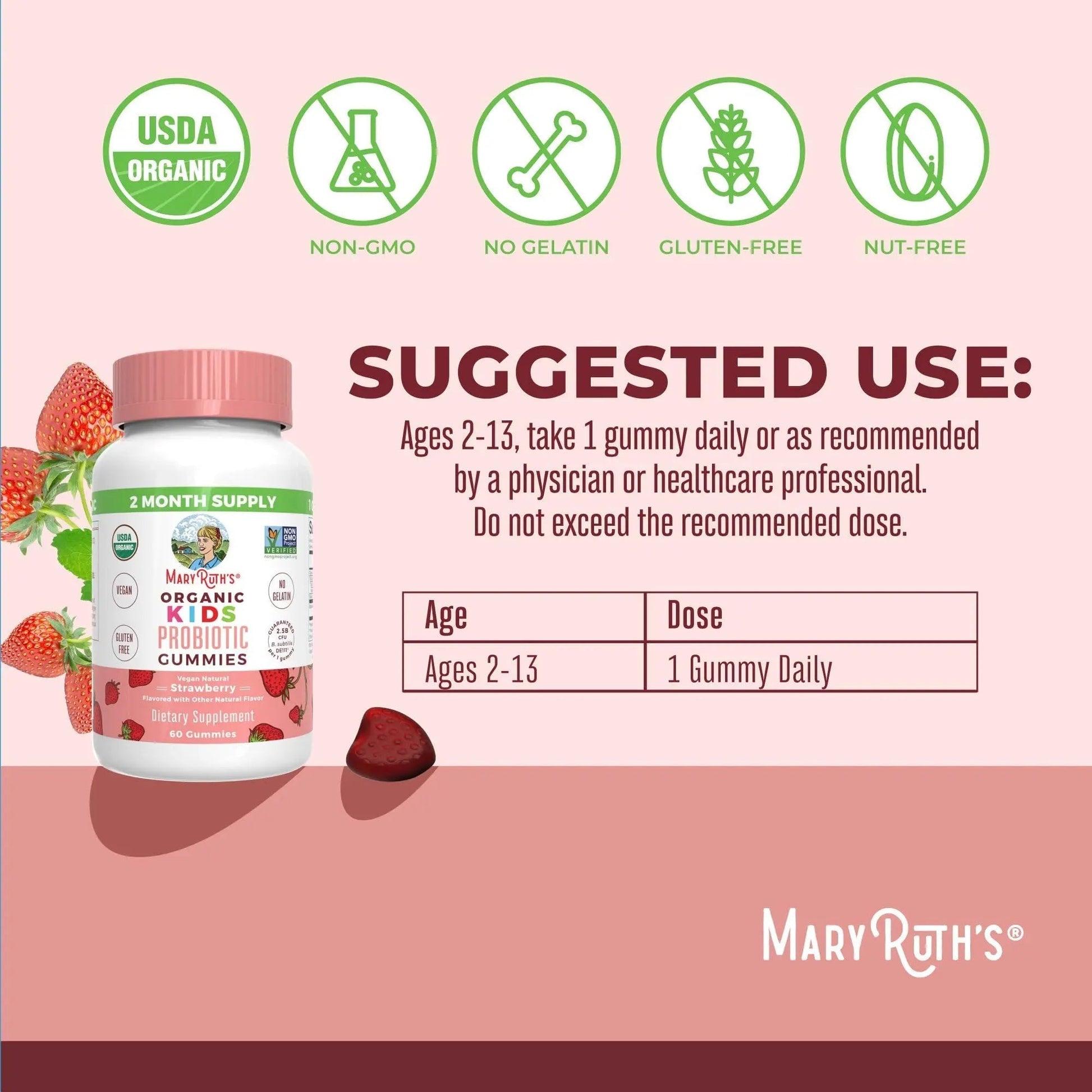 MaryRuth Organics Multivitamin and Probiotic Gummies (Strawberry) for Kids | Clean Label Project Verified® | Vitamins for Gut Health MARYRUTH'S buy supplements canada
