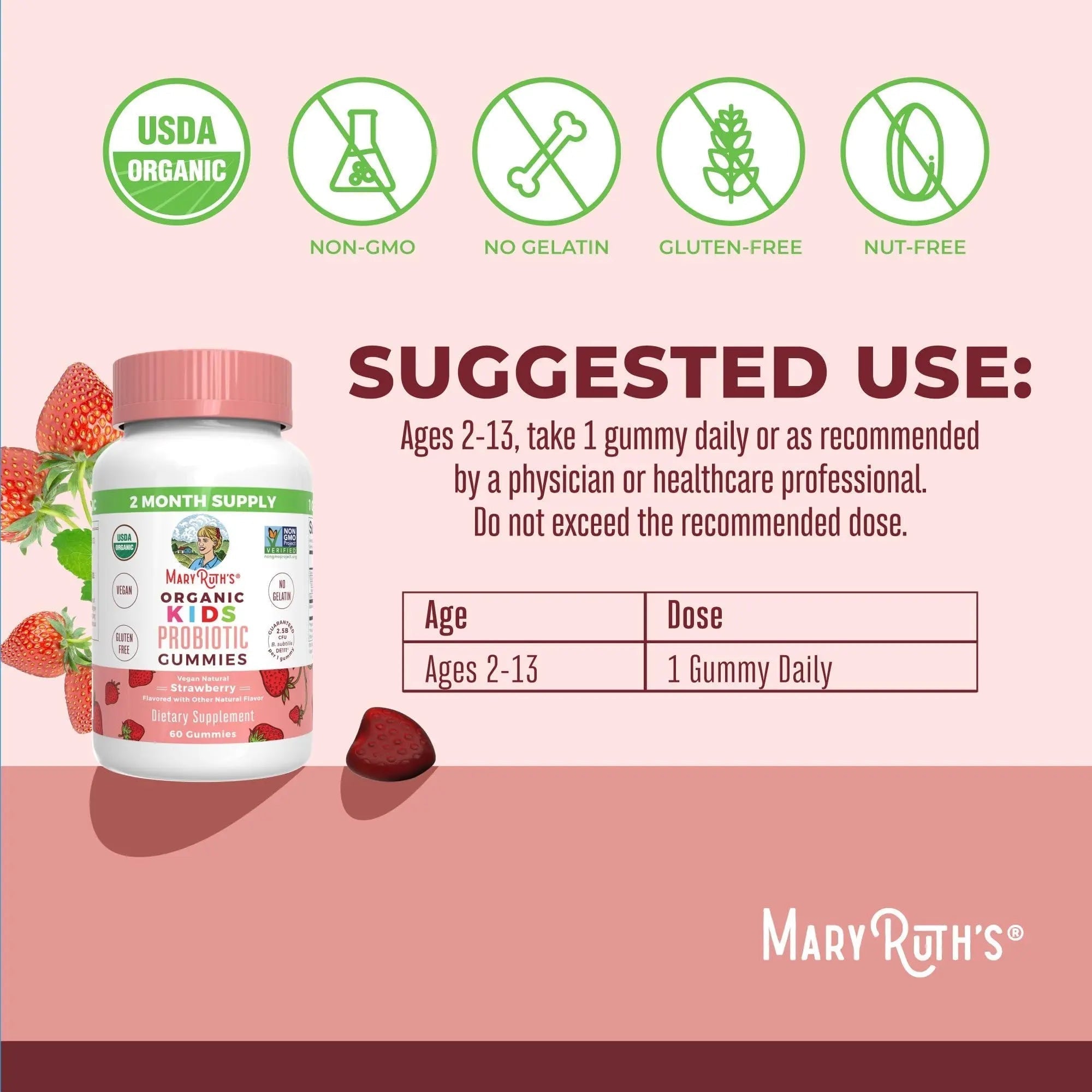 MaryRuth Organics Multivitamin and Probiotic Gummies (Strawberry) for Kids | Clean Label Project Verified® | Vitamins for Gut Health MARYRUTH'S buy supplements canada
