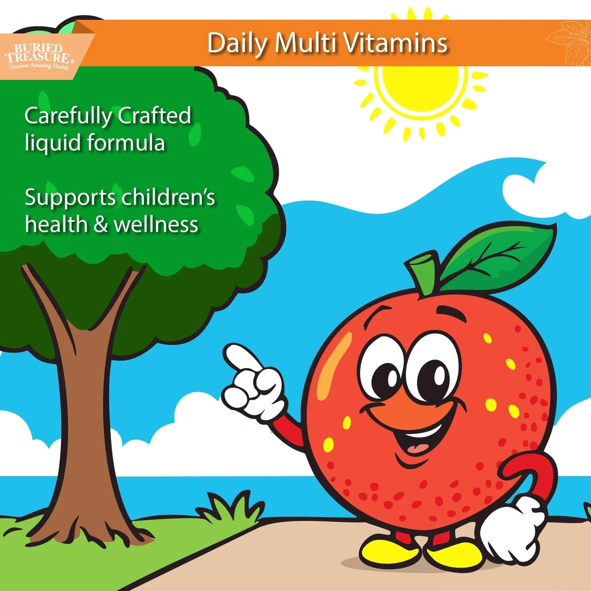 Buried Treasure Children’s Daily Liquid Multivitamin - 16 oz, 16 servings, Orange Mango Flavor, Supports Kids with Essential Nutrients & Minerals Select Nutrition buy supplements canada