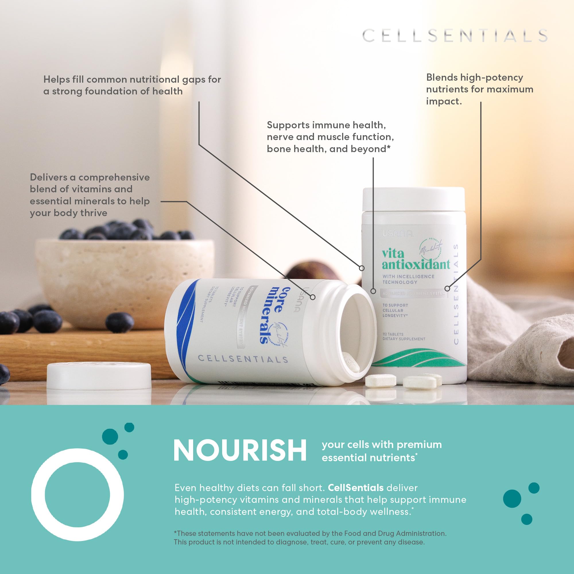 USANA CellSentials - Core Minerals and Vita Antioxidant with InCelligence Technology to Support Total Body Health* - 112 Tablets Per Bottle - 28 Day Supply USANA buy supplements canada
