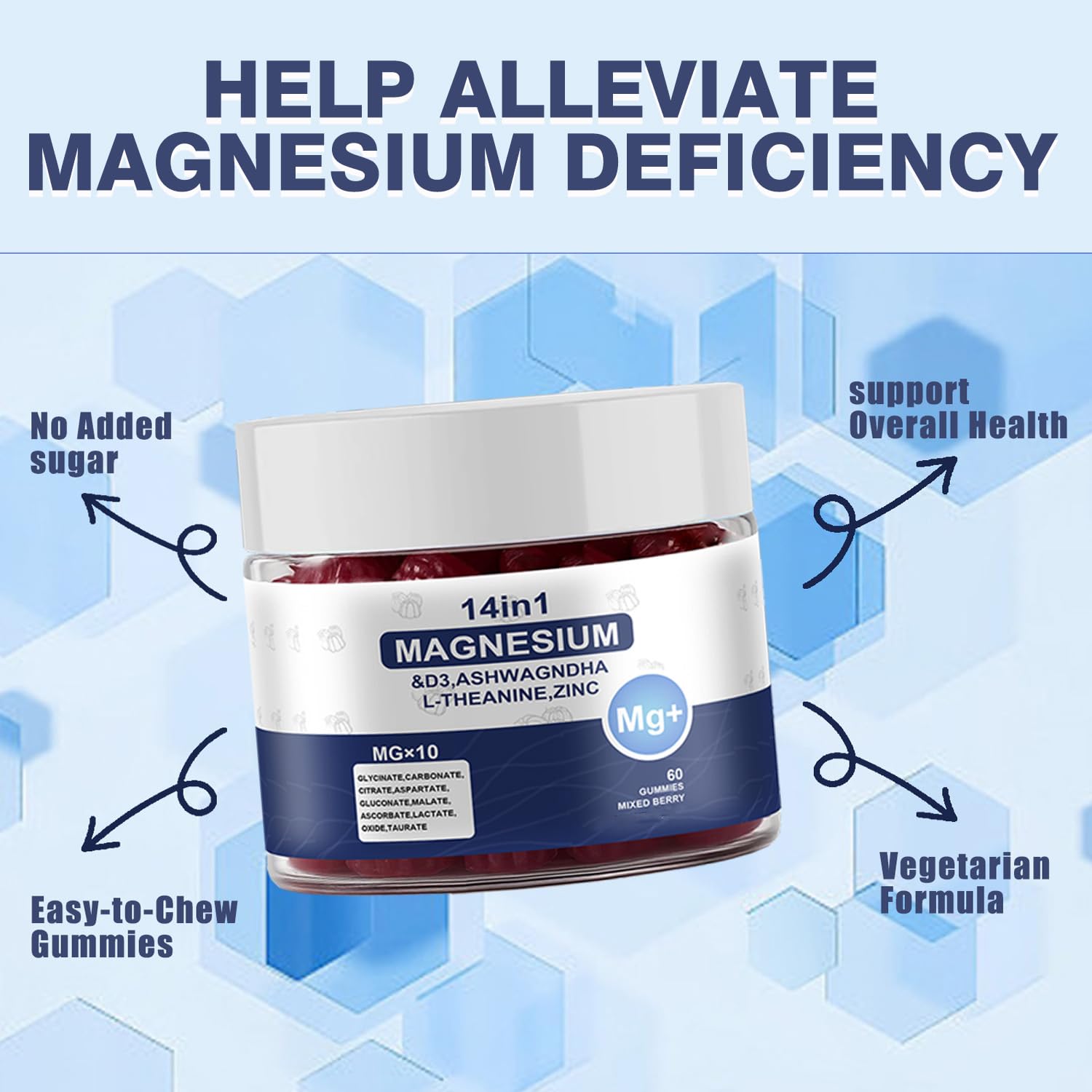 Magnesium Complex Gummies for Women & Men, Calm Magnesium Gummies for Women & Men, 14-in-1 with Ashwagandha, L-Theanine, Vitamin D3 & Zinc, 60 Count (1) UYPO buy supplements canada