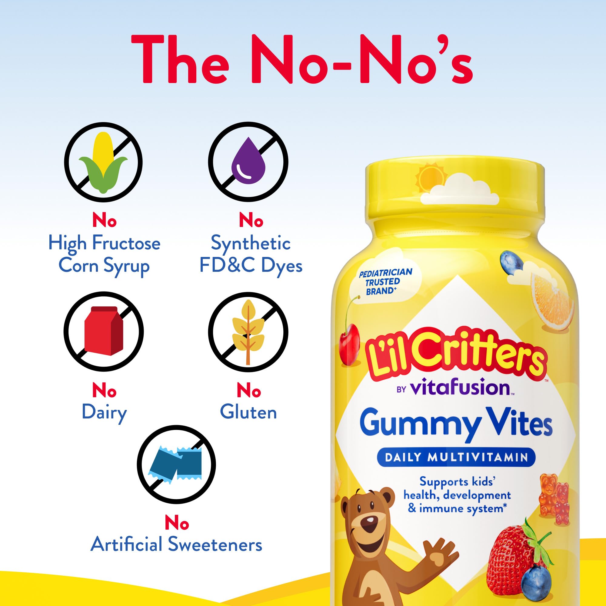 L'il Critters Gummy Vites Daily Kids Multivitamins Assorted Fruit Flavors for Ages 2+ Toddlers & Kids, Gummy Vitamin with Vitamin C and D Lil Critters buy supplements canada