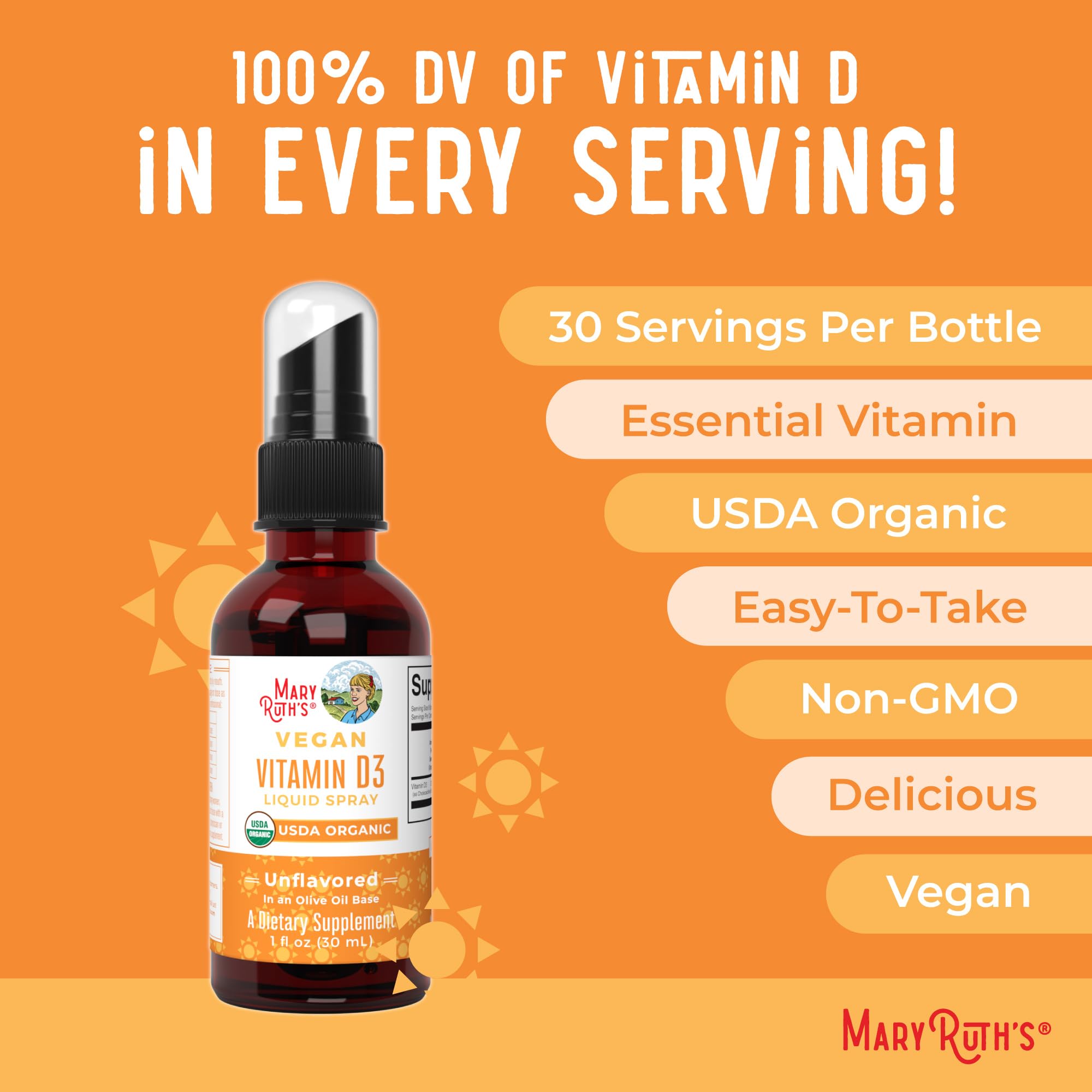 MaryRuth Organics Vitamin D USDA Organic | VIT D3 Liquid | Sugar Free | Liquid VIT D Spray Immune Support for Adults & Kids | Bone Health| Vegan | Gluten Free | Non-GMO | 30 Servings MARYRUTH'S buy supplements canada
