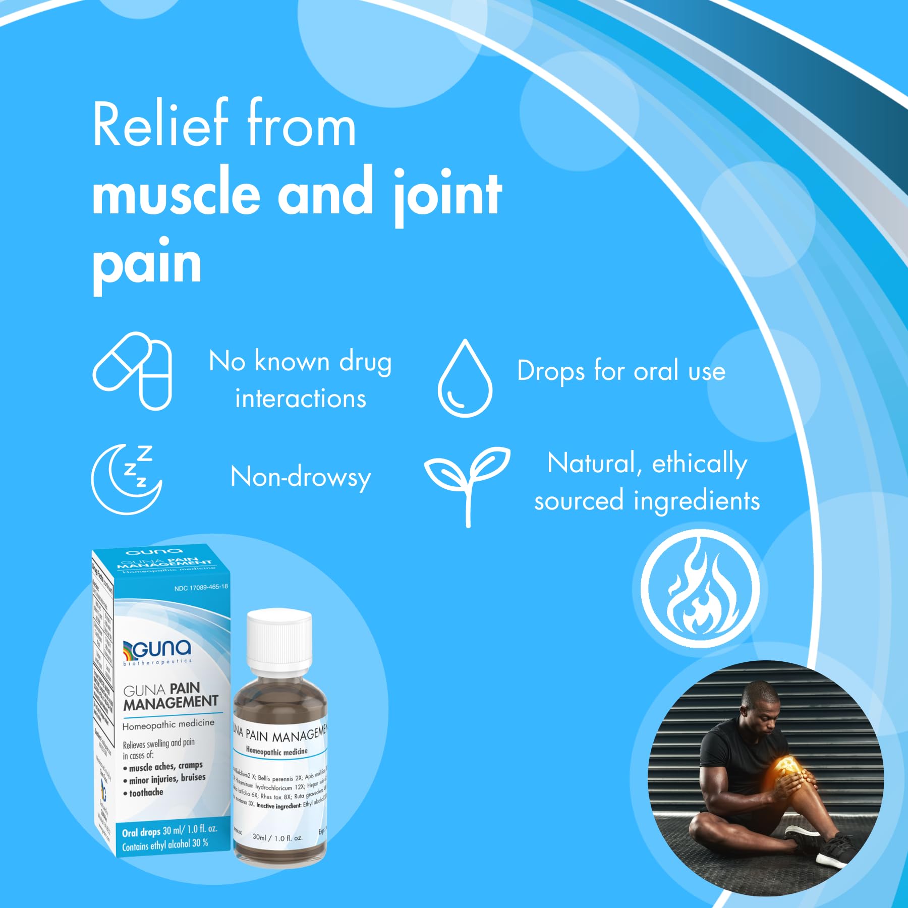Guna Pain Management Relieves Muscle Pain, Muscle Soreness, Joint Pain, Swelling from Injuries & Bruises - 1 Ounce GUNA buy supplements canada
