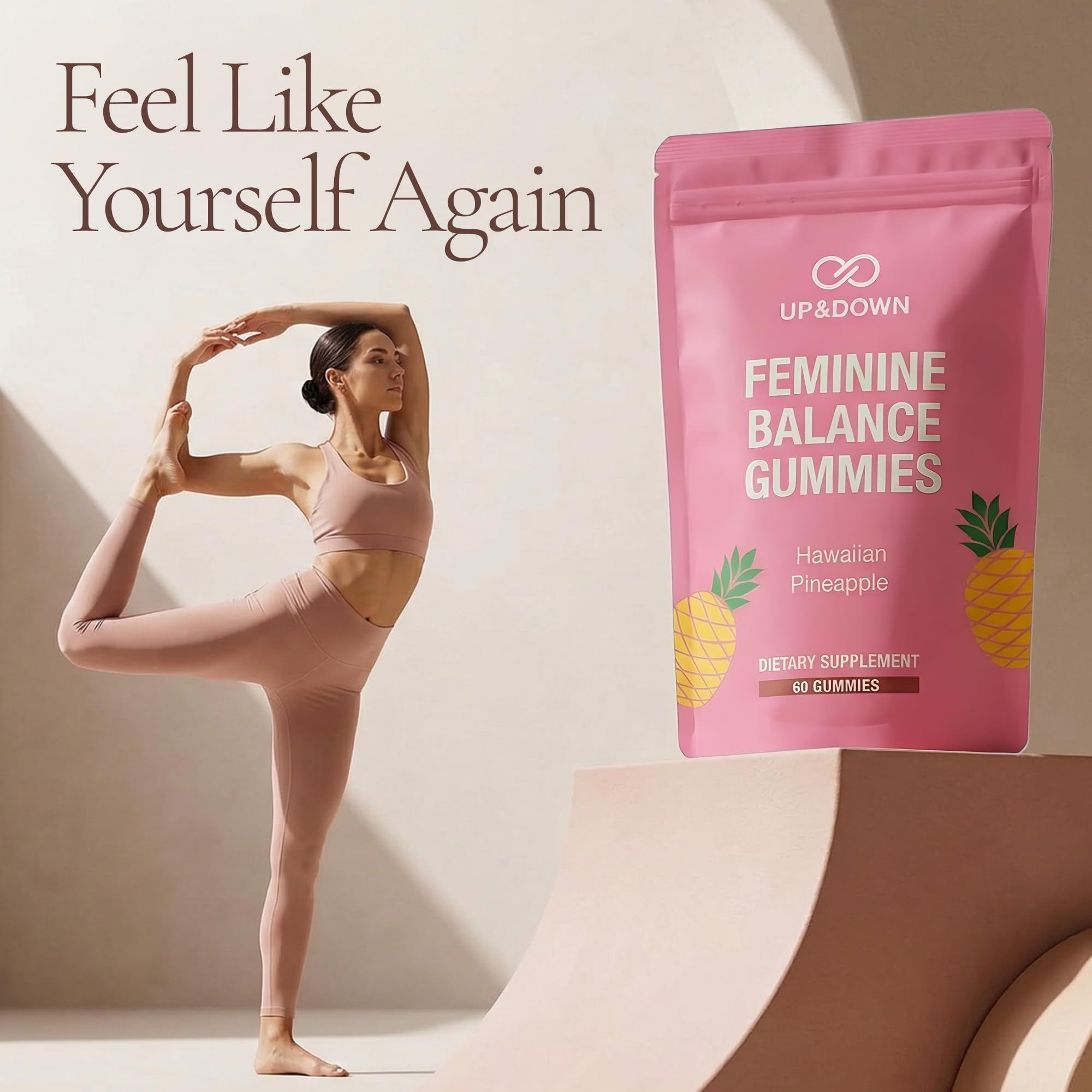 Up&Down Supplements Premium Feminine Balance Gummies for Women | PMS Relief, Mood & Cycle Support | Pineapple + Vitamin C | Ashwagandha & Chasteberry | Vegan, Non-GMO, Gluten Free | 60 Gummies Up&Down Supplements buy supplements canada