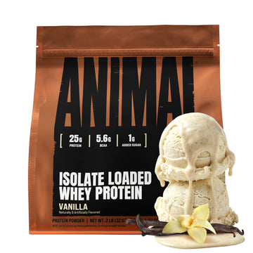 Animal Whey Isolate Protein Powder - Loaded for Pre & Post Workout Muscle Builder and Recovery with Digestive Enzymes for Men & Women - 25g Protein, Great Taste, Low Sugar - Vanilla 2 lbs Animal buy supplements canada