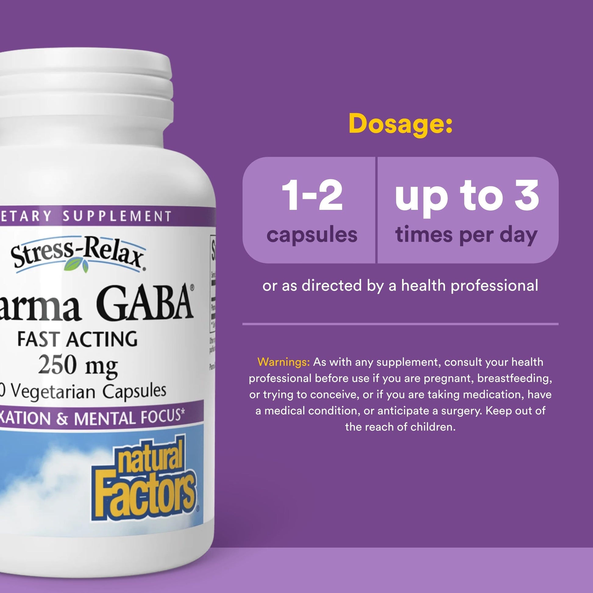 Natural Factors Pharma GABA - Dietary Supplement Supports Calm Sleep & Sleep Quality - Natural, Fast-Working Supplement Aids Focus & Brain Health - 60 Chewable Tablets (60 Servings) Natural Factors buy supplements canada