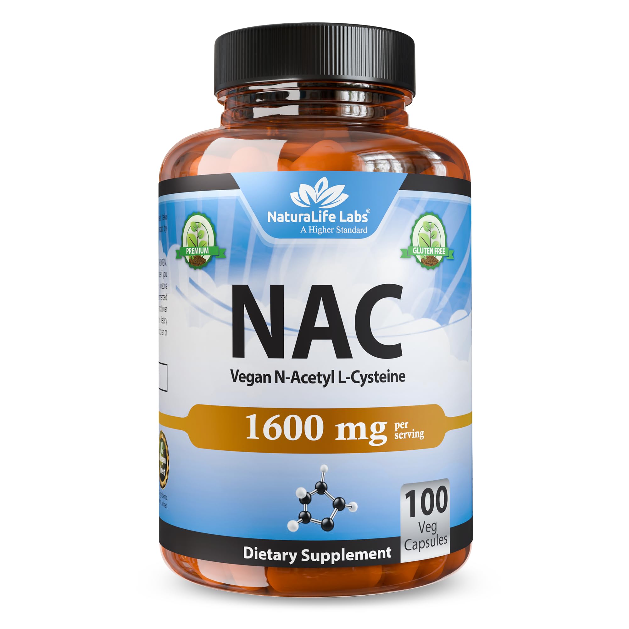 NaturaLife Labs N-Acetyl-L-Cysteine (NAC) 1600 mg – 100 Capsules - Vegan, Non-GMO & Gluten-Free NaturaLife Labs buy supplements canada