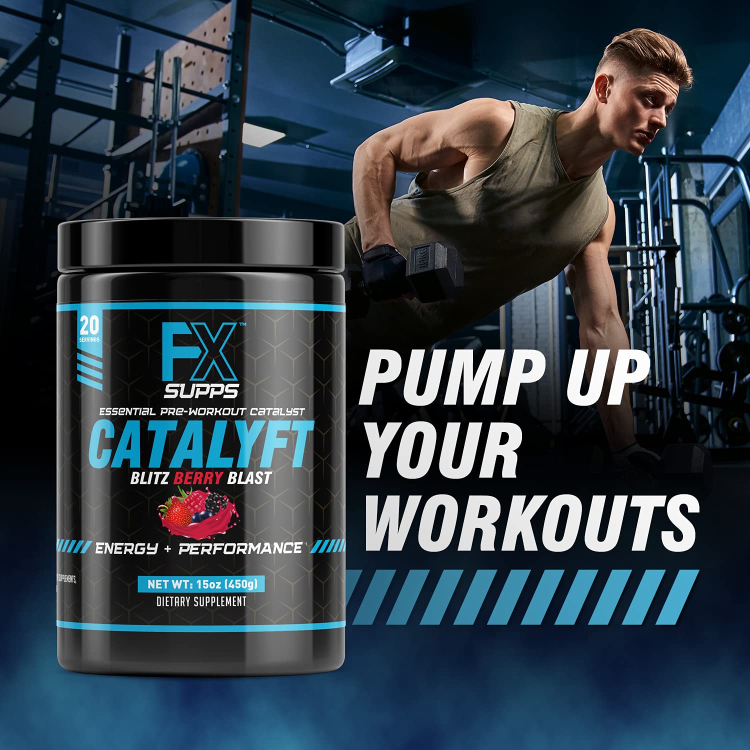 FX Supps Catalyft Pre-Workout PowderDrink for Men and Women Blitz Berry Blast Dietary FXSUPPS buy supplements canada