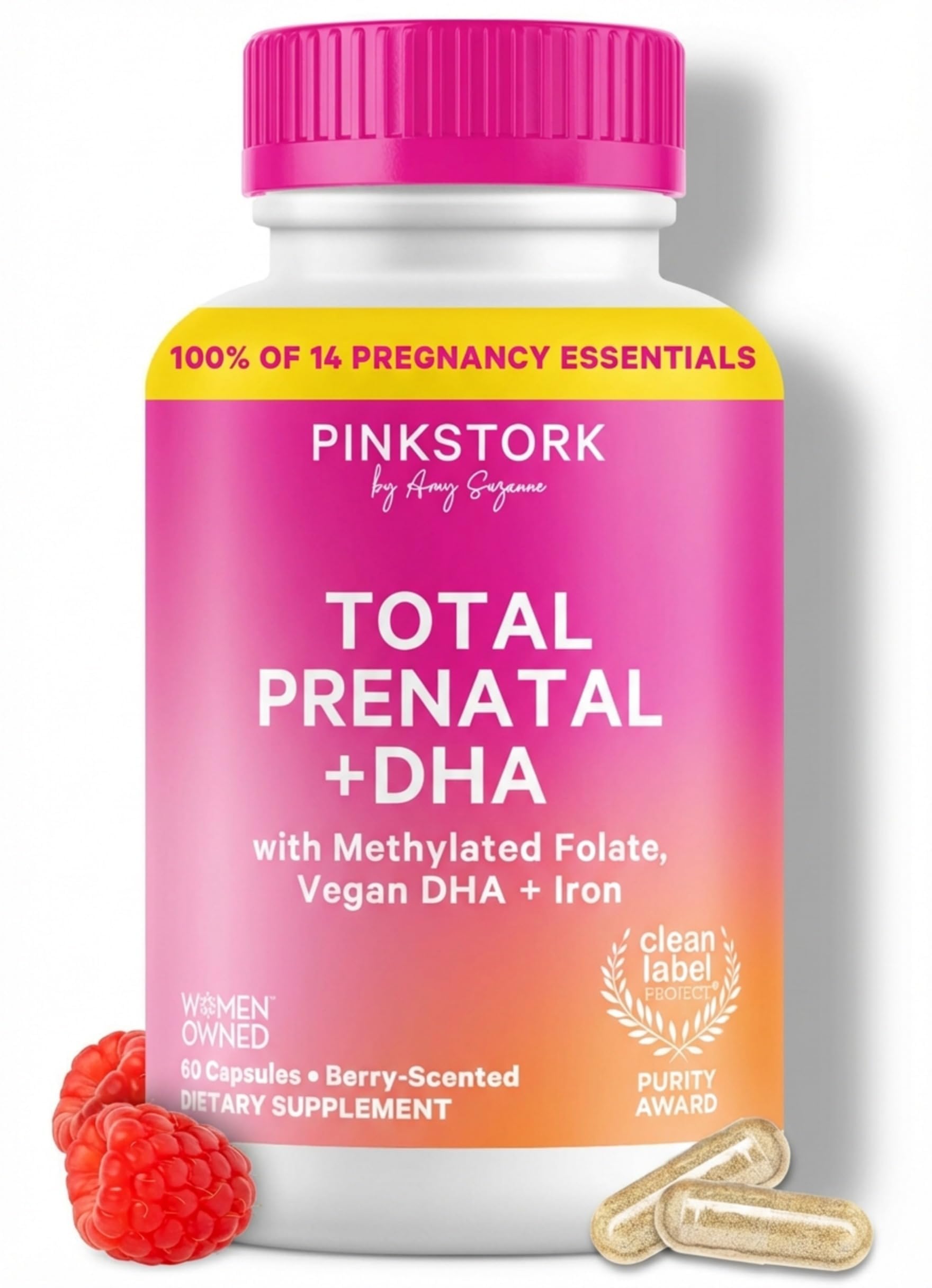 Pink Stork Total Prenatal Vitamins with DHA, Folate, Iron, Choline, and Vitamin B12 - Prenatals for Women to Support Fetal Development, Pregnancy Essentials Pink Stork buy supplements canada