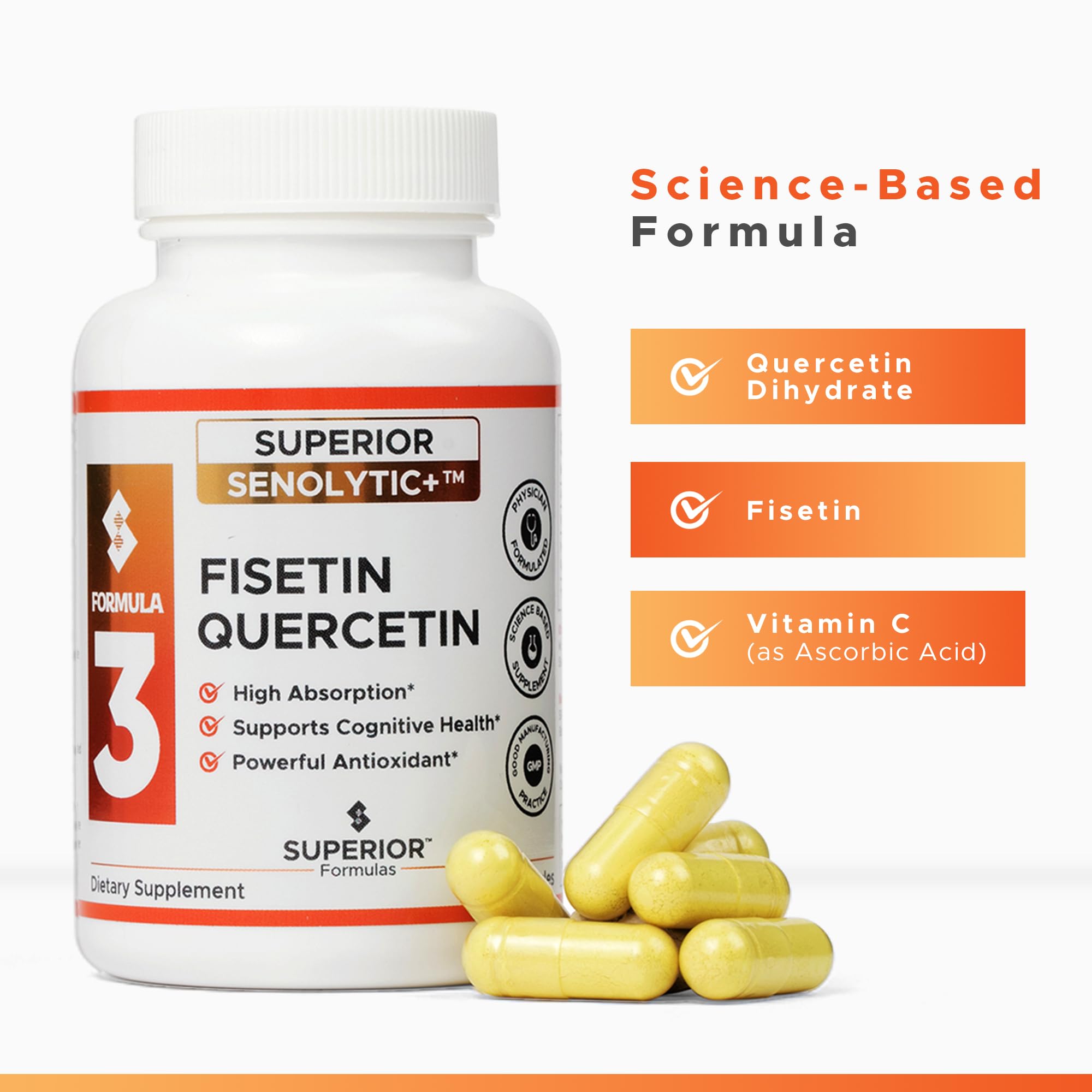 Superior Formulas | Superior SENOLYTIC+ | Fisetin-Quercetin Complex | Physician-Formulated and Science-Based Supplement for Adults 18+ | Promotes Cellular Repair | Boosts Longevity & Healthspan Superior Formulas LLC buy supplements canada