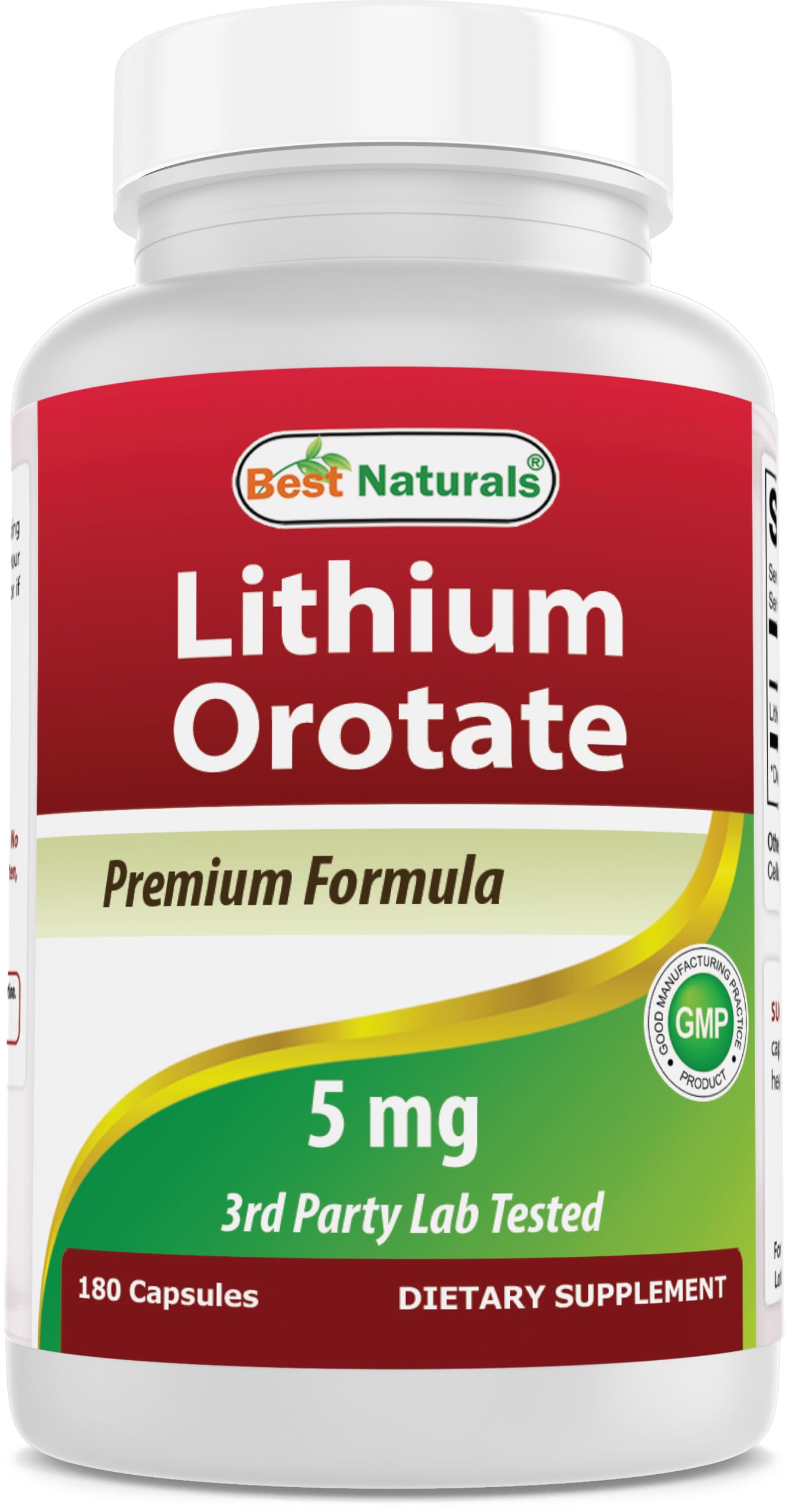 Best Naturals Lithium Orotate 5 mg 180 Capsules - Non GMO - Gluten Free Best Naturals buy supplements canada