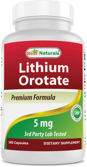 Best Naturals Lithium Orotate 5 mg 180 Capsules - Non GMO - Gluten Free Best Naturals buy supplements canada