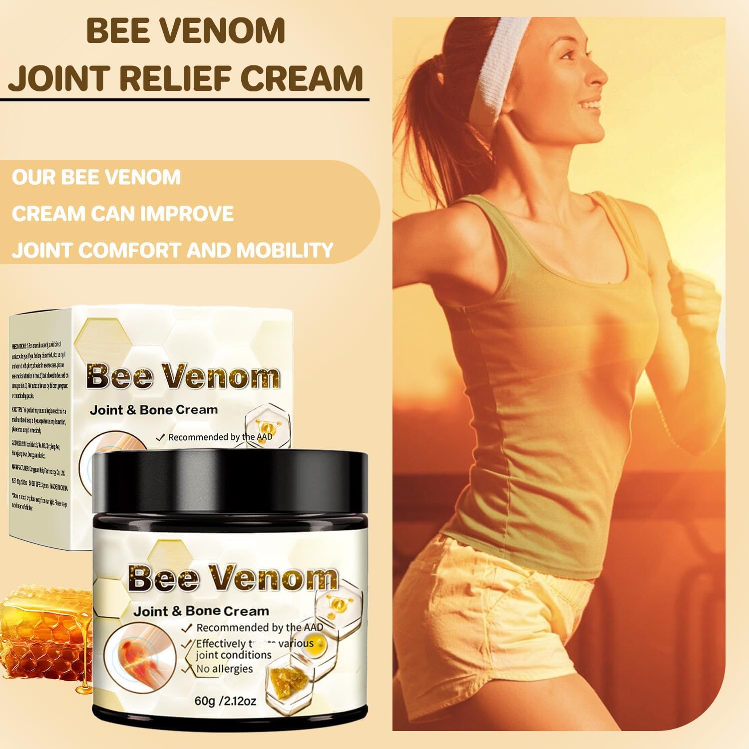 ArthroEase Bee Venom Arthritis Cream, Joint & Muscle Soothing Bee Venom Cream, Professional Bee Venom Joint Cream, Bee Venom Joint Gel - Specially for for Back, Neck, Hands, Knee (2 Bottle) Lmoy buy supplements canada