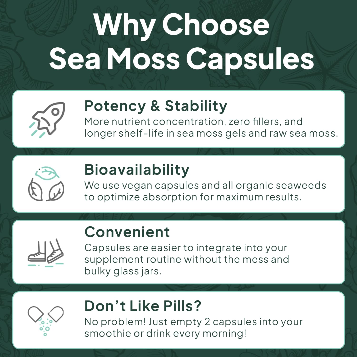 Organics Ocean Wild Sea Moss Capsules - 100% Organic Irish Sea Moss with Organic Chlorella, Bladderwrack and Vitamin D for Energy, Lung Health and Thyroid Support for Women and Men - 60 Capsules Organics Ocean buy supplements canada