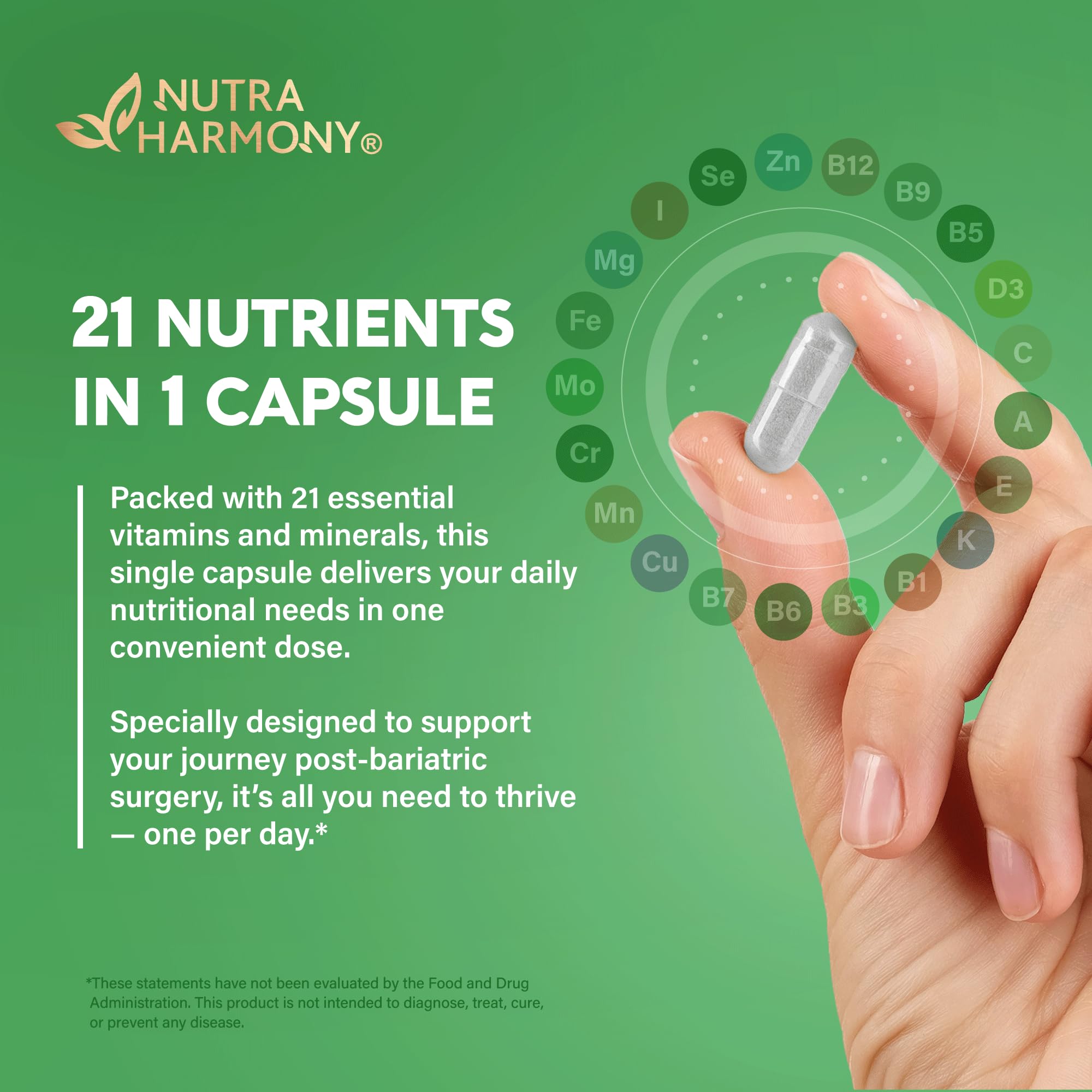 Bariatric Multivitamin - 45 mg Iron Supplements - Made in USA - for Women & Men - All-in-One, 21 Essential Vitamins - Gastric Sleeve Support NUTRAHARMONY buy supplements canada