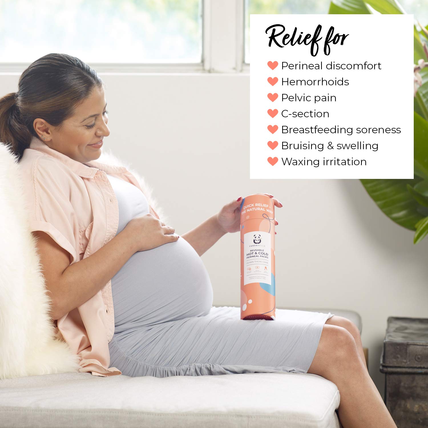 Pandabelle Hot & Cold Reusable Perineal Ice Pack with 4 Washable Cotton Sleeves & Carry Bag for Postpartum Perineal Pain, Hemorrhoids, C-Section Scar, Breastfeeding, Post-Waxing Hair Removal & More PANDABELLE buy supplements canada