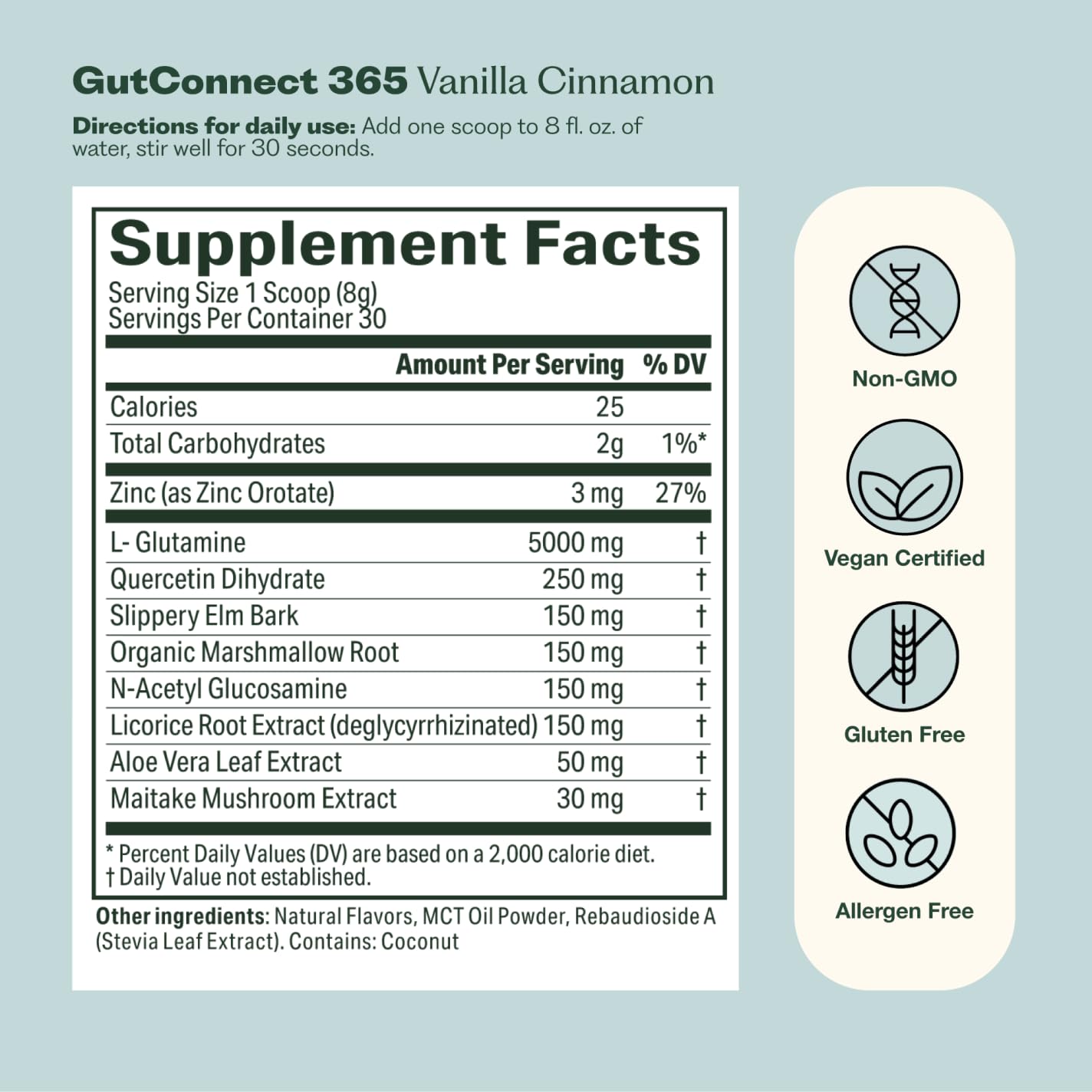 GutConnect 365 Gut Health Superfood Powder | Formulated With Slippery Elm Bark & L Glutamine | Vegan Certified | Allergen Free | Non-GMO | Soy Free | Made in the USA | 30 Servings – Vanilla Cinnamon Nature M.D. buy supplements canada