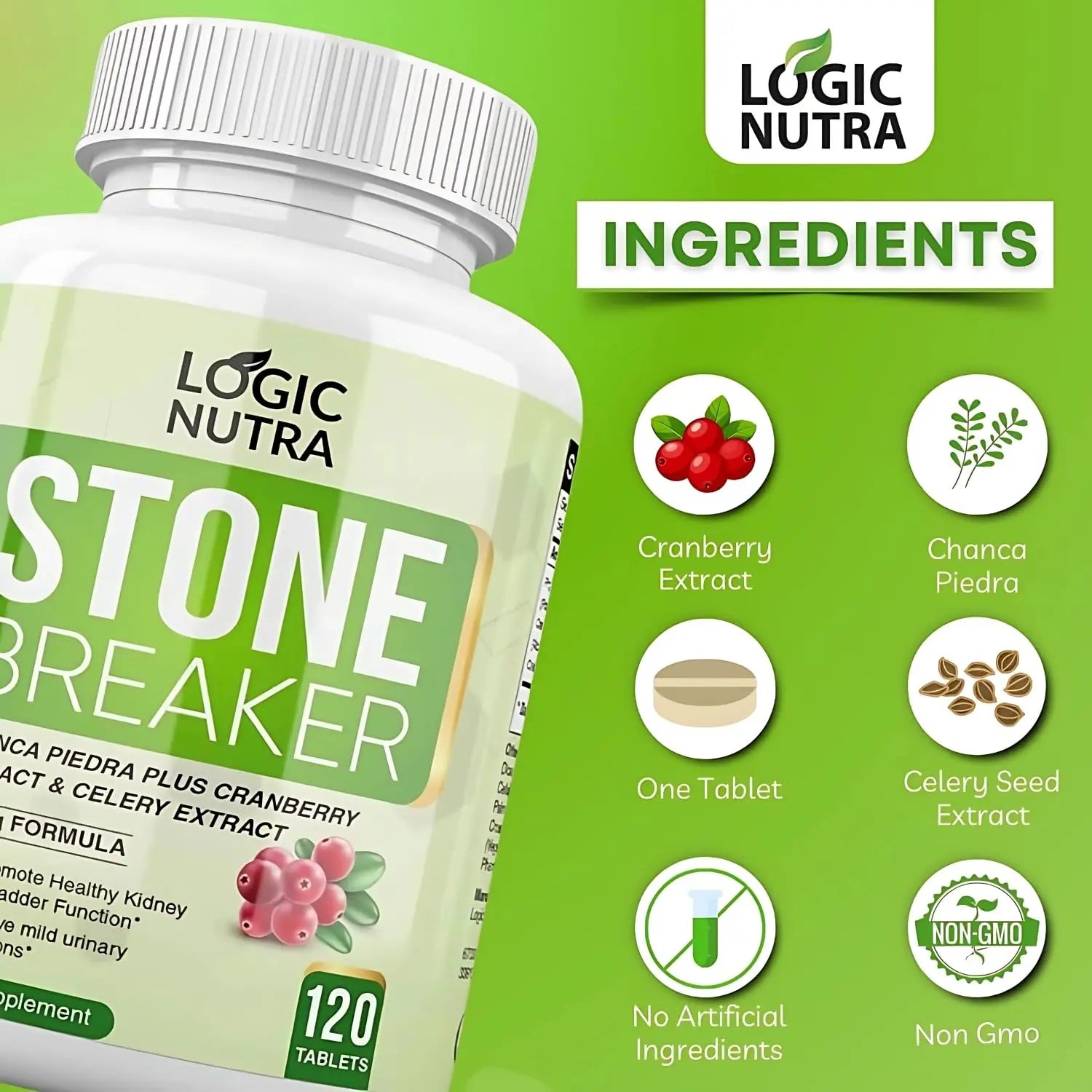 Logic Nutra Chanca Piedra Kidney Stone Breaker 120 Tablets 800 mg - Maximum Strength for Gallbladder & Urinary Cleanse with Phyllantus Niruri, Celery Seed Extract & Cranberry Extract Logic Nutra buy supplements canada