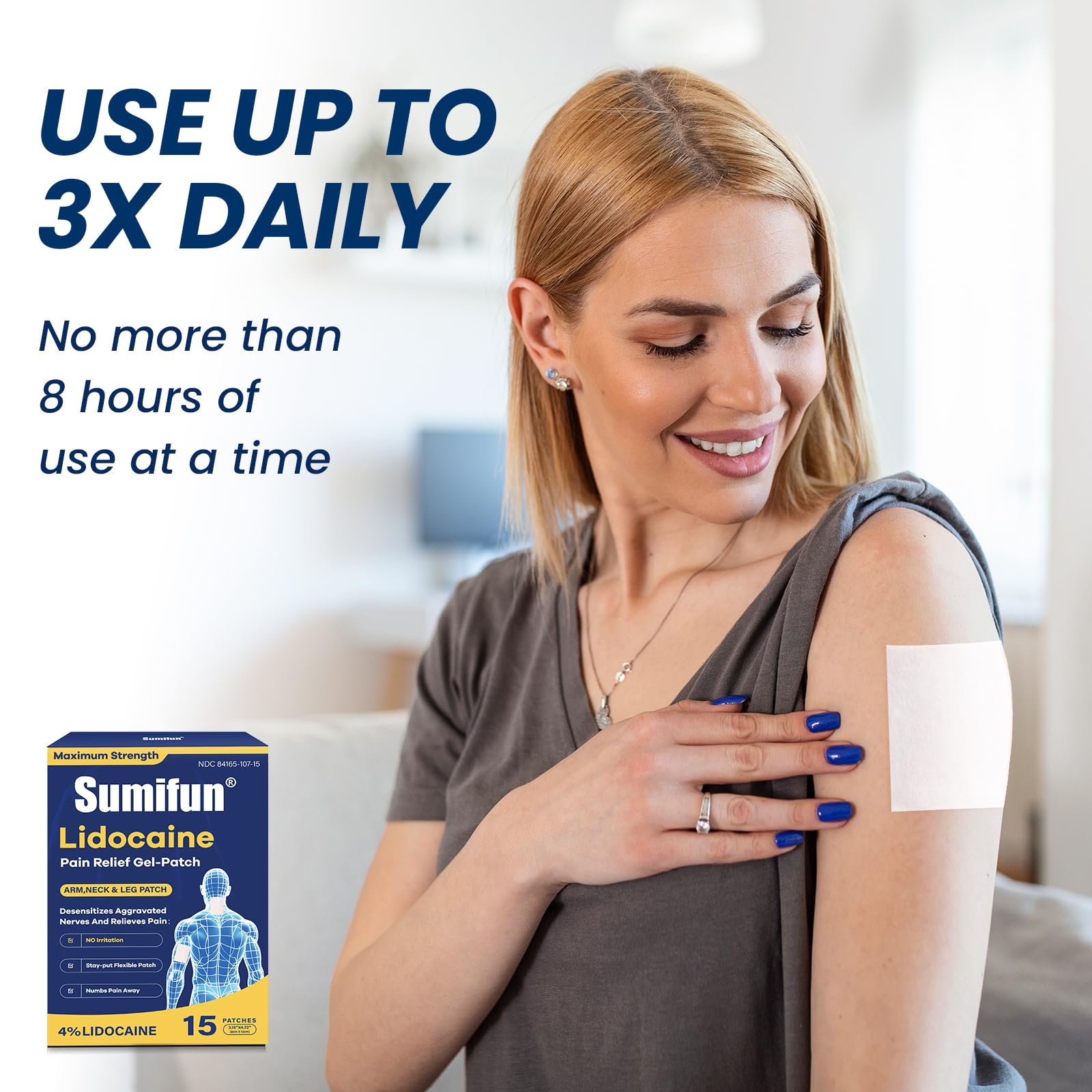 Sumifun Medium Size Lidocaine Patches - Plantar Fasciitis Relief, Foot & Neck & Arm & Small Pain Areas - Maximum OTC Strength - Stays in Place (Small, Count, 15) Sumifun buy supplements canada