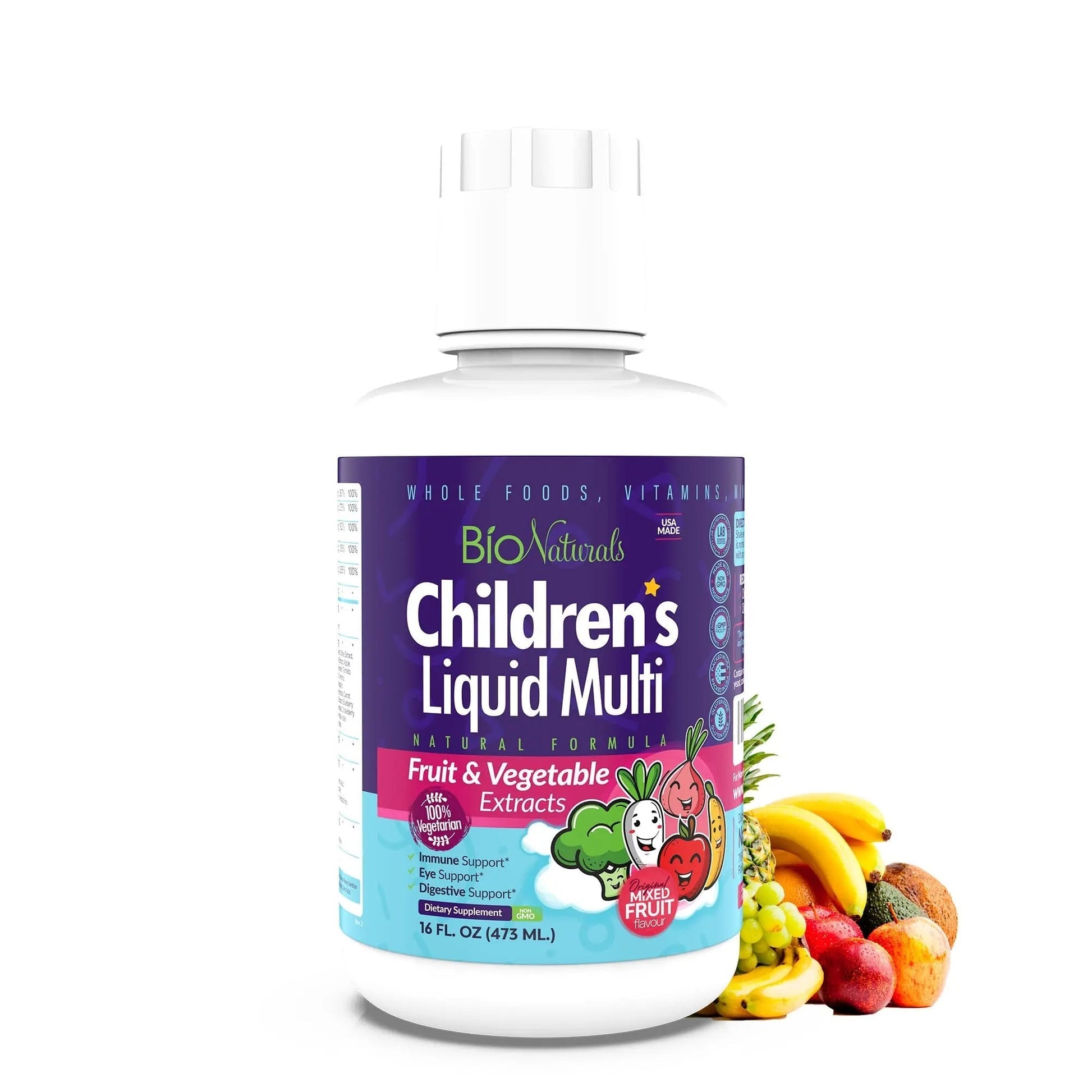 Bio Naturals Children's Liquid Multivitamin & Immune Booster - Natural Supplement for Kids & Toddlers with Vitamins A B C D3 E, Fiber Bio Naturals buy supplements canada