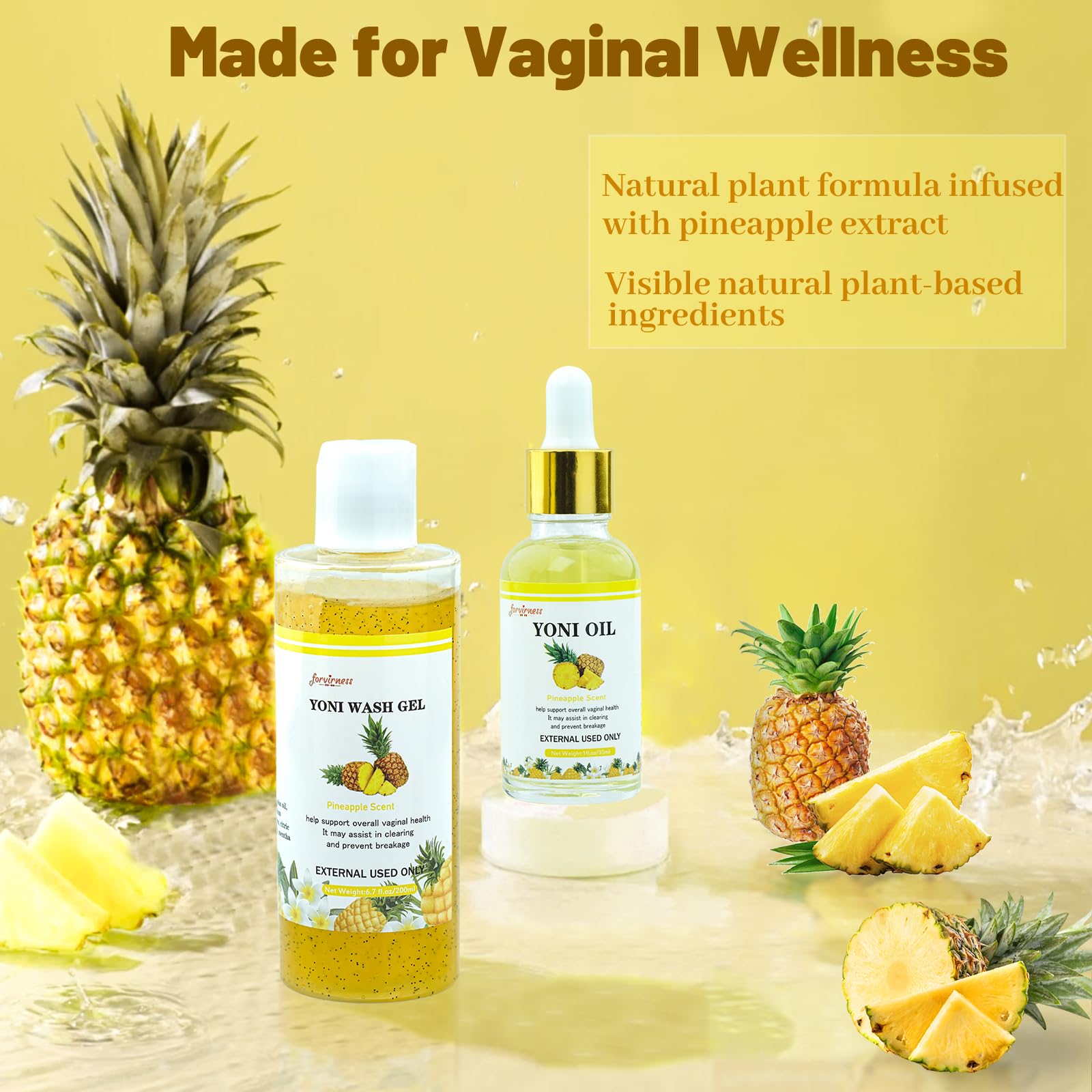 forvirness Natural Yoni Wash Yoni Oil Set, Cleanse - Remove Odor - ph Balance Feminine Wash forvirness buy supplements canada
