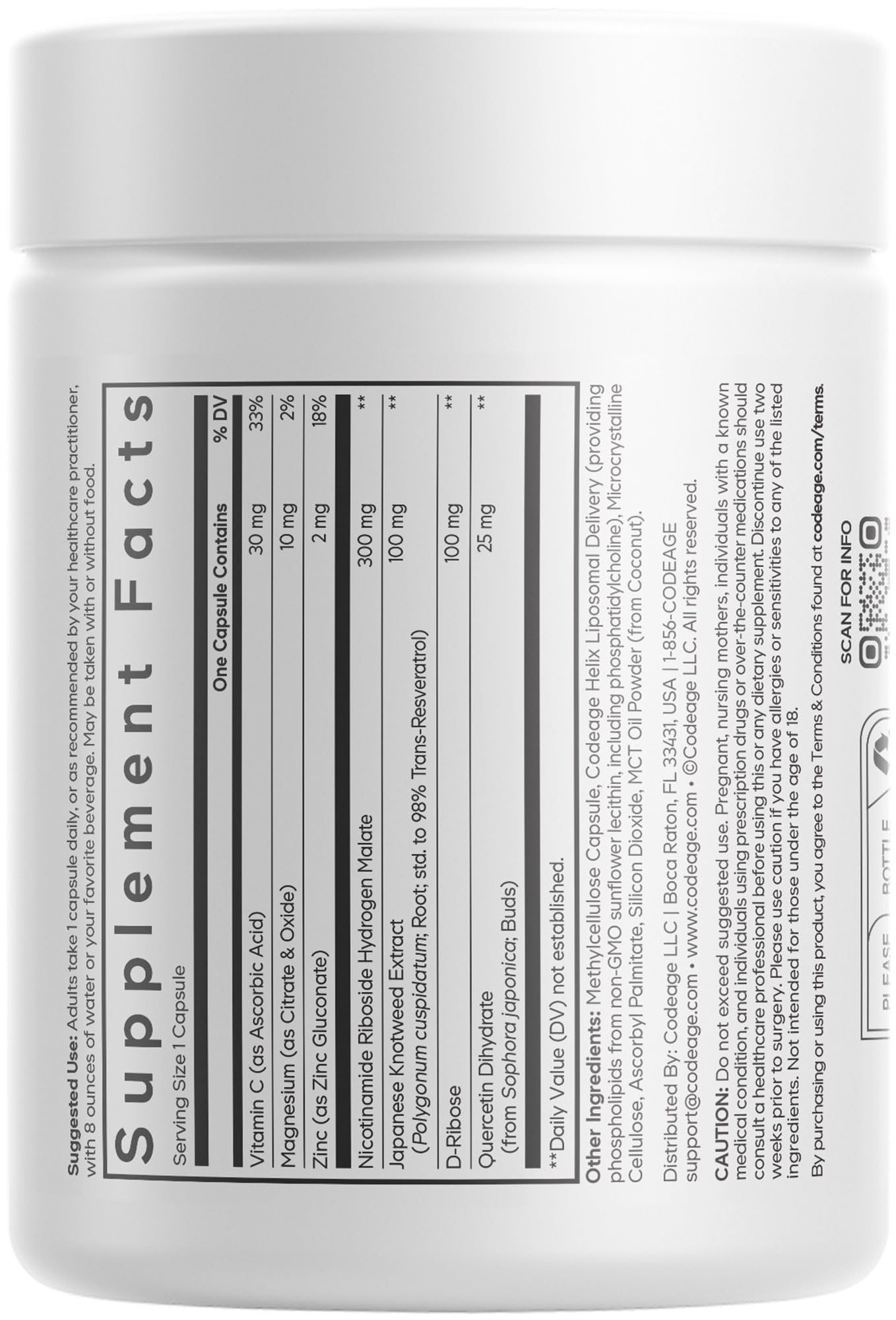 Codeage Liposomal NRHM+ Supplement - NRH Hydrogen Malate 300 mg, Resveratrol, D-Ribose & Quercetin - Vitamin C, Magnesium & Zinc - Liposomal Delivery - Non-GMO - 60 Capsules Codeage buy supplements canada