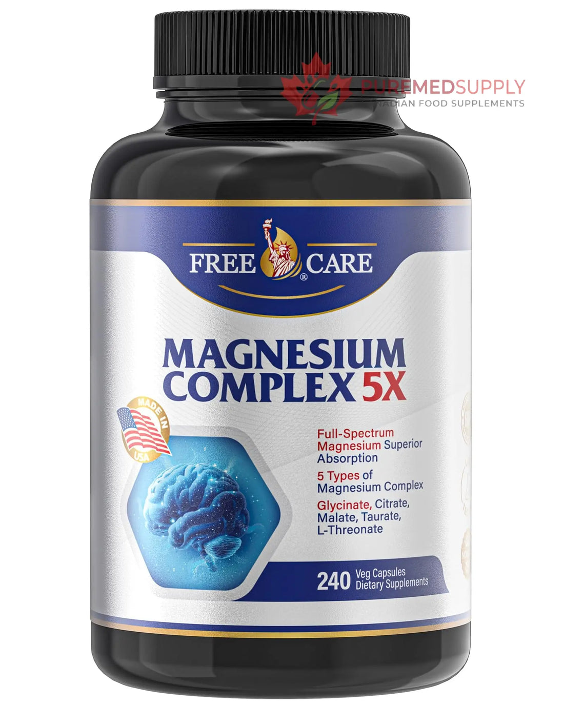 820mg Magnesium Complex 240 Veggie Capsules,for Women & Men with Magnesium Glycinate,Citrate, Malate,Taurate & L-Threonate for Sleep, Mood, Muscle Relaxation & Nerve Function Vegan Friendly, Non-GMO FreeCare buy supplements canada