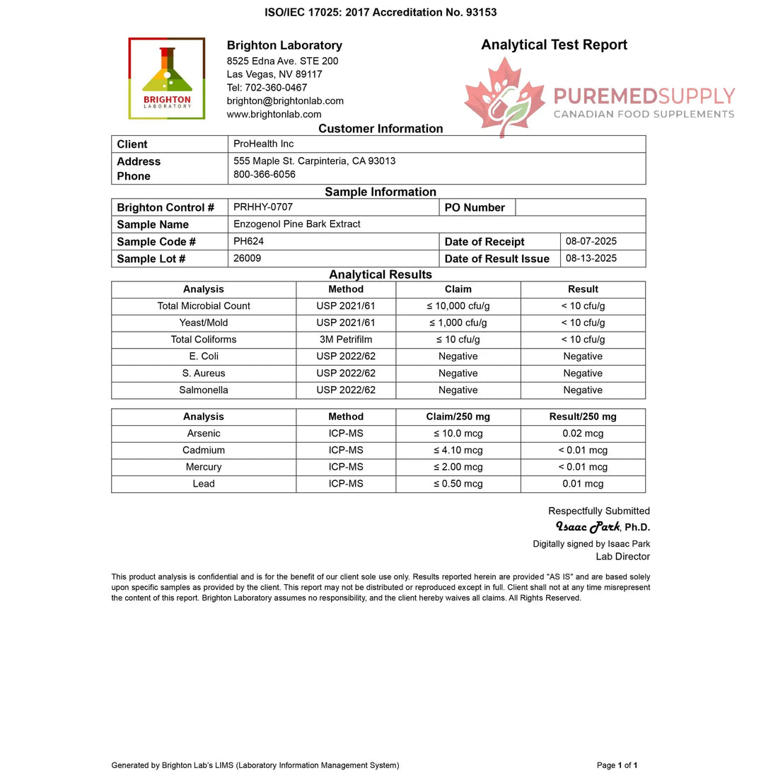 ProHealth Enzogenol Pine Bark Extract | 60 Capsules | New Zealand Sourced Antioxidant Support | Triple 3rd Party Tested, GMP Manufactured in The USA ProHealth buy supplements canada