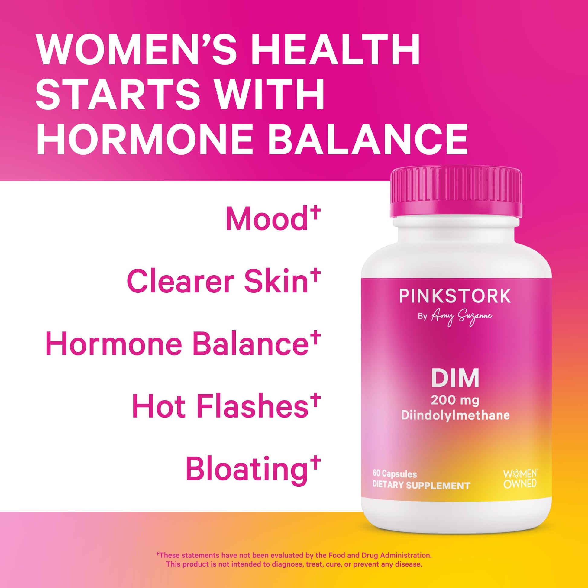 Pink Stork DIM Supplement for Women - Estrogen and Hormone Balance for Menopause, Perimenopause & PMS - DIM 200 mg Plus BioPerine for Mood Support - 60 Day Supply Pink Stork buy supplements canada