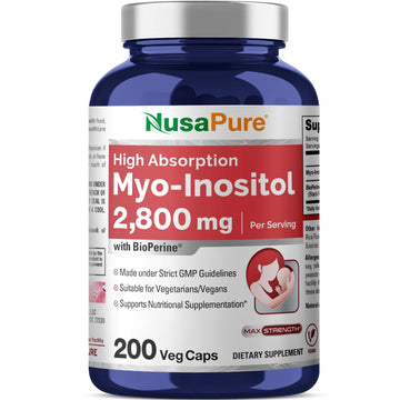 NusaPure Myo-Inositol - Suitable for Vegetarian/Vegan, Non - GMO - 2800mg, 200 Capsules NusaPure buy supplements canada