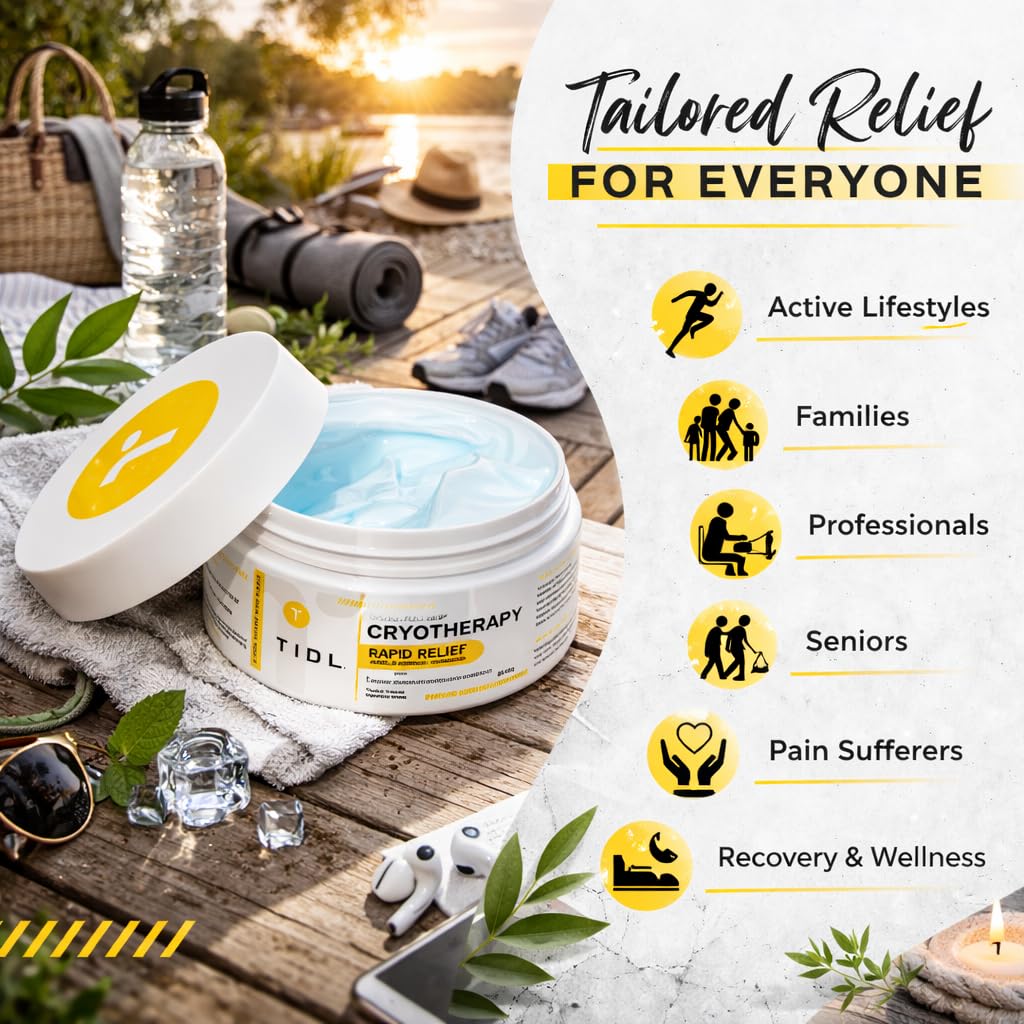 TIDL Cryotherapy Pain Relief Cream, 3 Oz, Targeted Neck Pain, Joint & Muscle Pain Relief with Organic, Plant-Based Menthol, Instant Cooling for Sport & Post Workout Full Body Recovery TIDL buy supplements canada