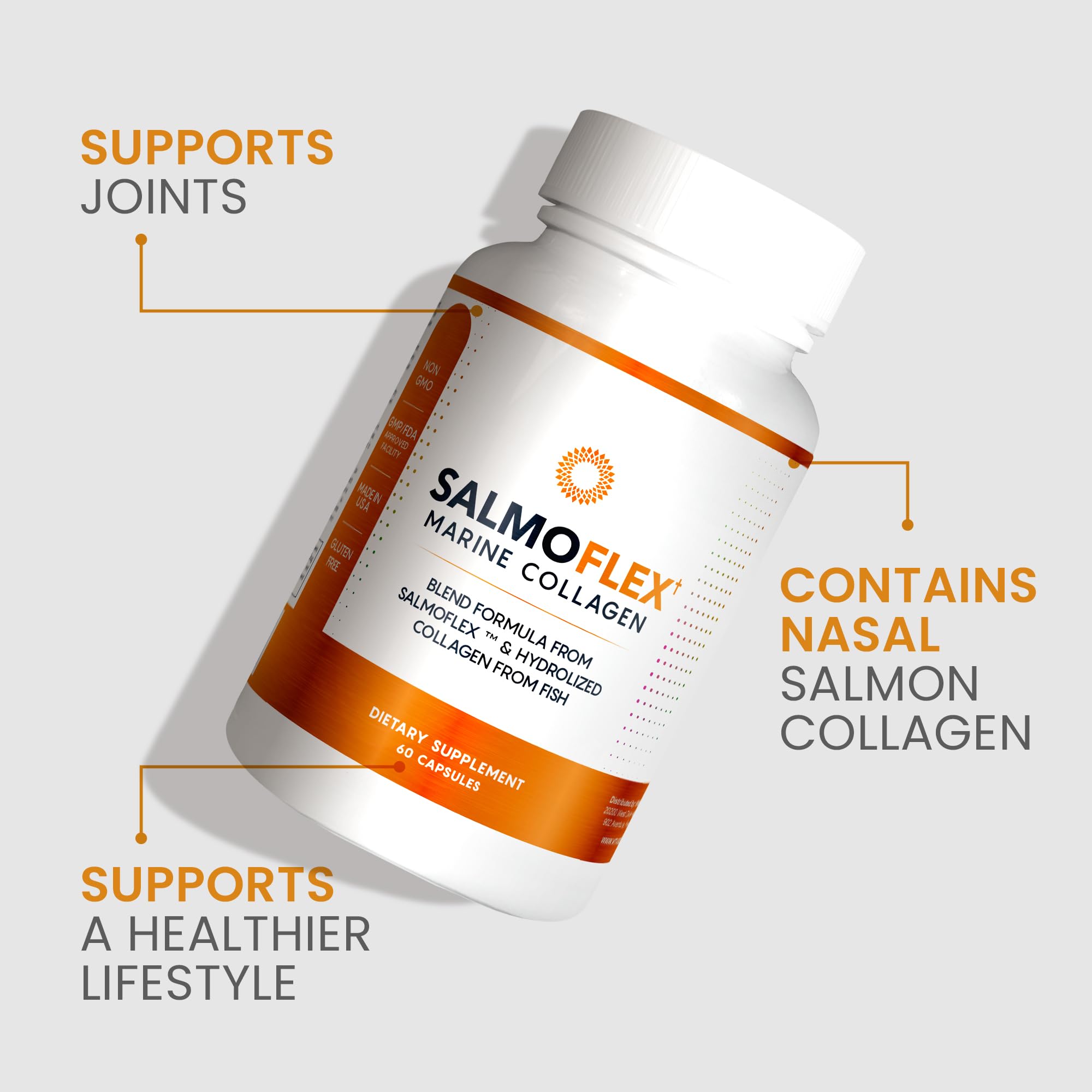 VITASEI Salmoflex Marine Collagen Peptides Pills W/Hyaluronic Acid, Vitamin C, D, E | Salmon Supplements - Hair, Skin, Nails | Multivitamin for Women & Men | Knee, Joint Relief - 60 Capsules VITASEI buy supplements canada