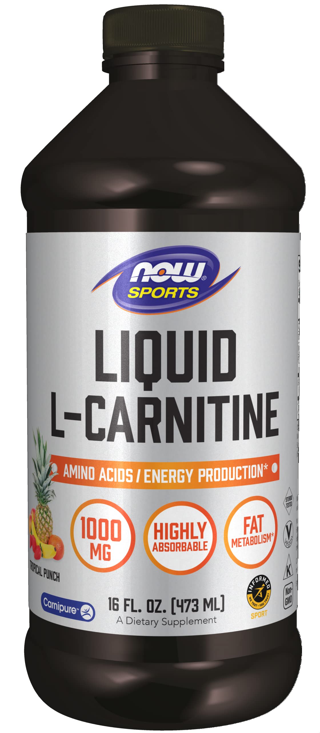 NOW Sports Nutrition, L-Carnitine Liquid 1,000 mg, Highly Absorbable, Tropical Punch NOW buy supplements canada