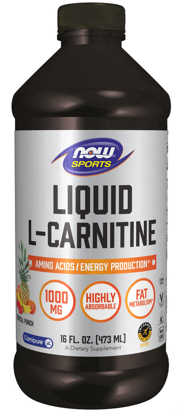 NOW Sports Nutrition, L-Carnitine Liquid 1,000 mg, Highly Absorbable, Tropical Punch NOW buy supplements canada