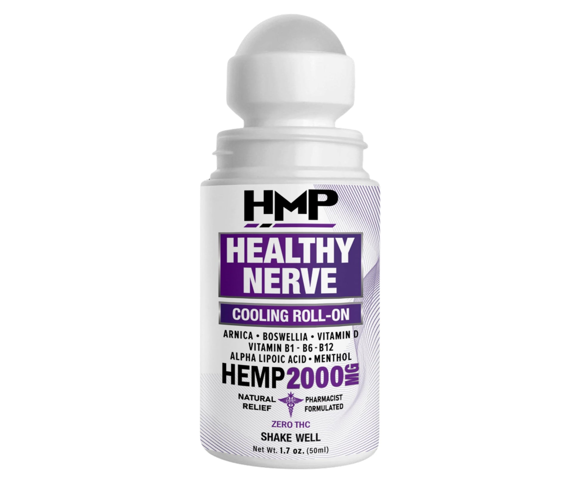 HMP Nerve Roll-On for Feet, Hands, Legs, Toes, Back 2000MG Hemp with Menthol & Arnica, Soothing Cooling Formula, Made in USA, 50ml (1 Pack) HMP BRANDS buy supplements canada