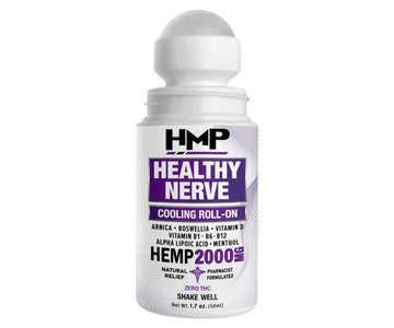 HMP Nerve Roll-On for Feet, Hands, Legs, Toes, Back 2000MG Hemp with Menthol & Arnica, Soothing Cooling Formula, Made in USA, 50ml (1 Pack) HMP BRANDS buy supplements canada