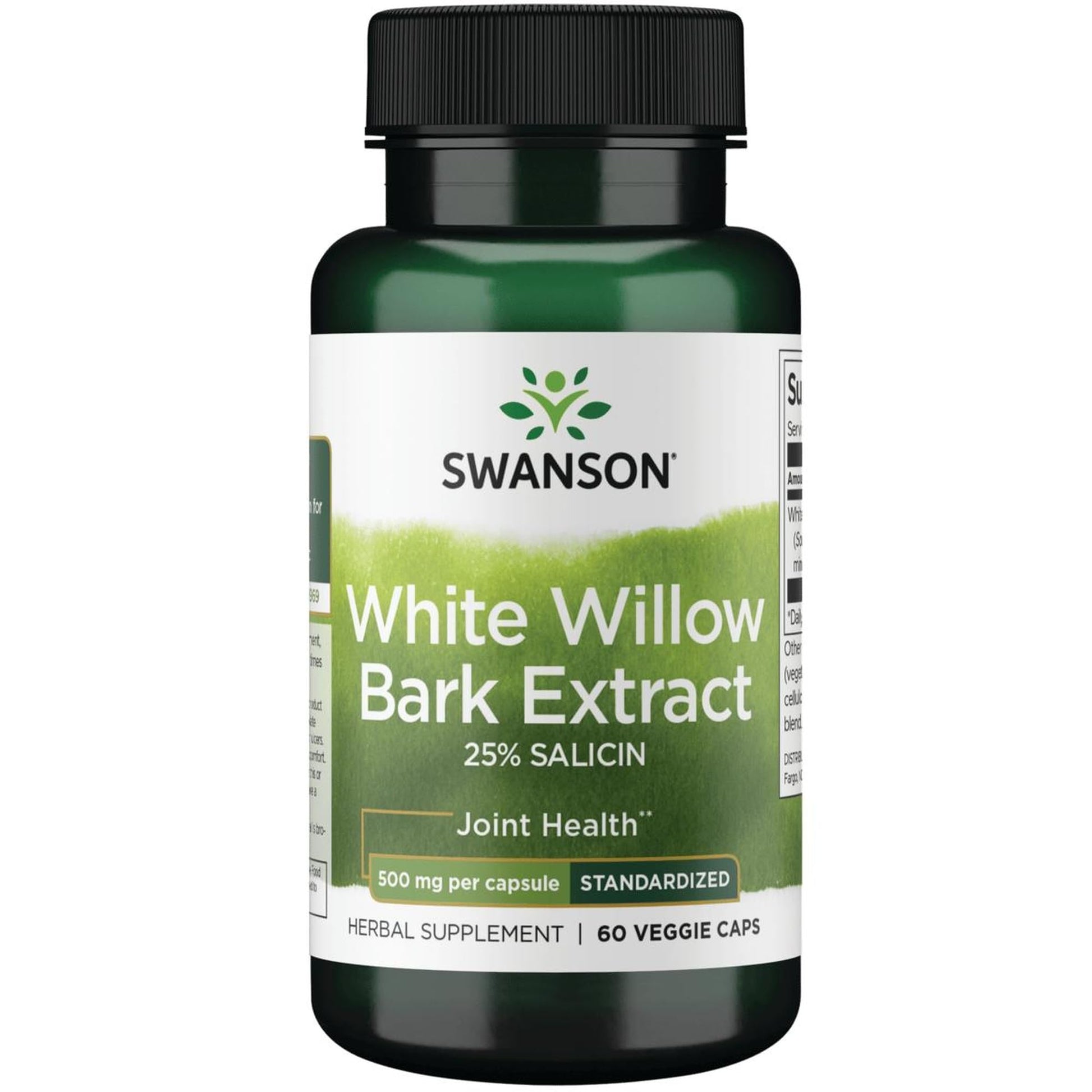 Swanson Maximum Strength White Willow Bark Extract-Promotes Joint Support & Muscle Relief-Standardized to 25% Salicin-Natural Supplement with No Stomach Irritation (60 Veggie Caps, 500mg Each) Swanson buy supplements canada
