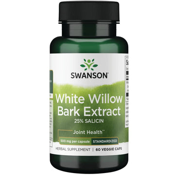 Swanson Maximum Strength White Willow Bark Extract-Promotes Joint Support & Muscle Relief-Standardized to 25% Salicin-Natural Supplement with No Stomach Irritation (60 Veggie Caps, 500mg Each) Swanson buy supplements canada