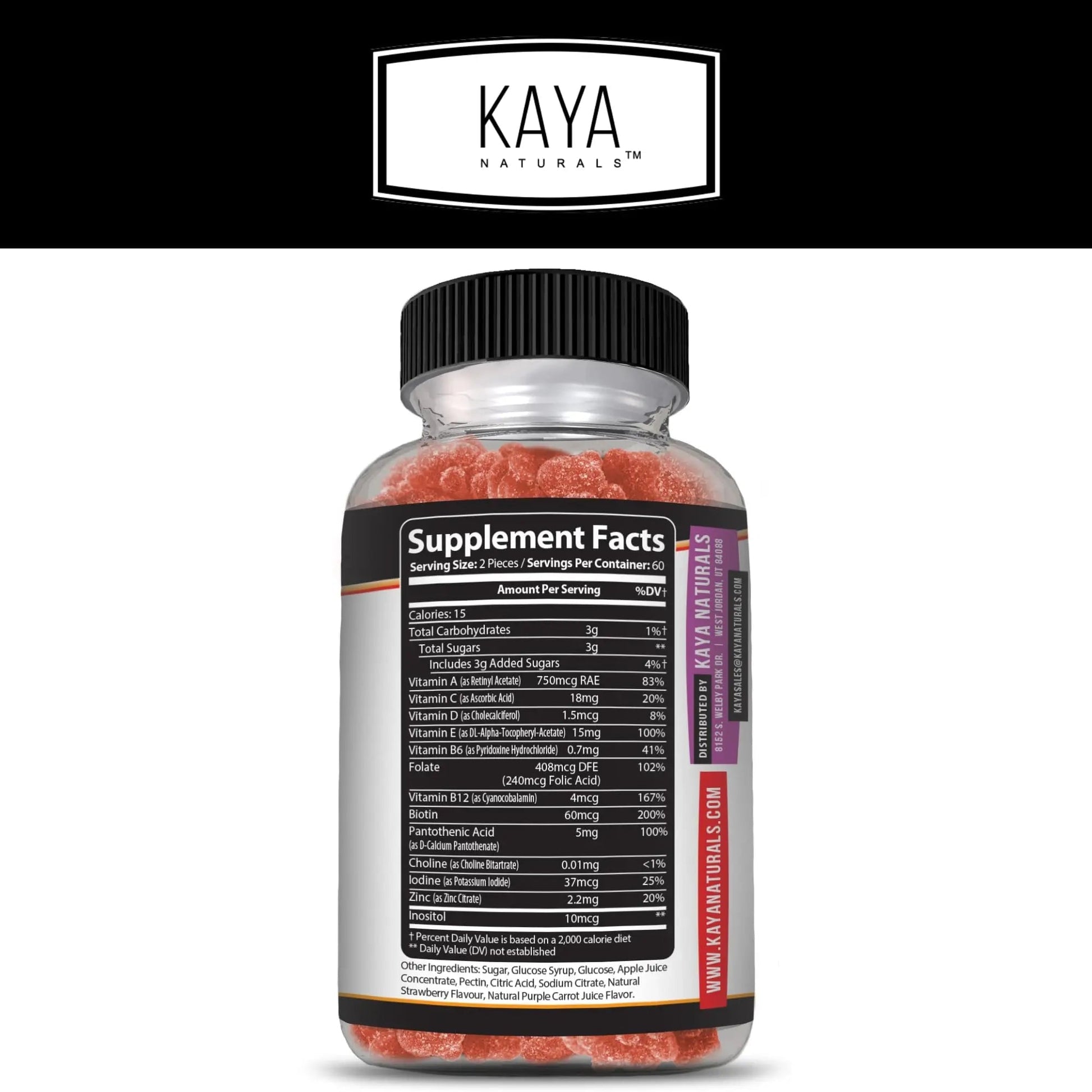 Kaya Naturals Adult Multi Vitamin Gummy, 120 Count, Biotin, Vitamin A, B-12, C & E, Including Zinc, Folic Acid, Strawberry Flavor (120 Gummies) Kaya Naturals buy supplements canada
