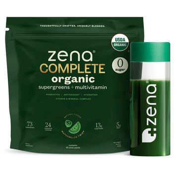 Zena Complete Organic Super Greens Powder & Multivitamin, 90+ Supergreens, Fruits, Veggies, Pre & Probiotics, Watermelon Citrus Flavor Zena Nutrition buy supplements canada