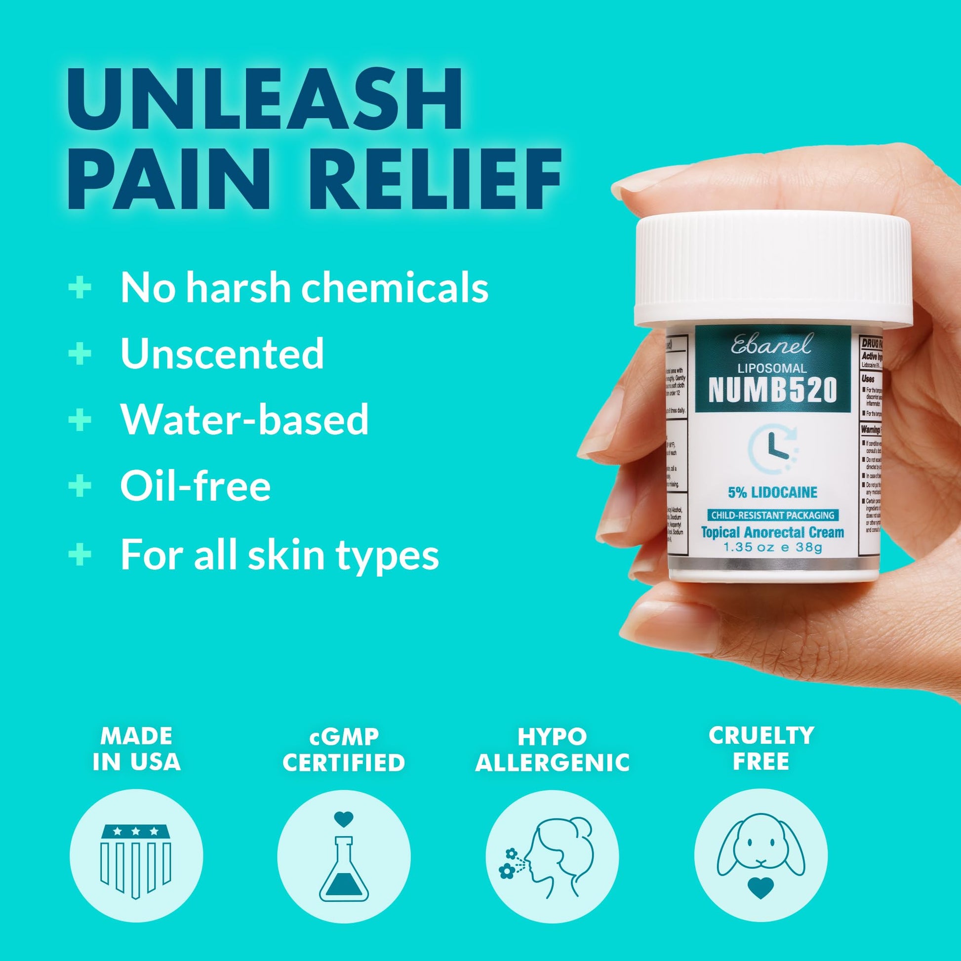 Ebanel 5% Lidocaine Numbing Cream, 2-Pack Pain Relief Burn Itch Numb Cream, Maximum Strength Topical Anesthetic with Allantoin, Vitamin E for Local and Anorectal Uses, Hemorrhoid Treatment Ebanel buy supplements canada