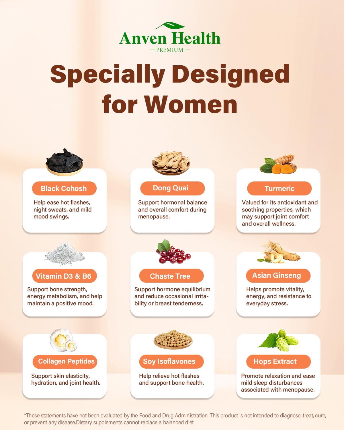 Anven Health Menopause Supplements for Women, Vitamin D3 & B6, Menopause Relief Probiotics Supports Hot Flashes, Night Sweats, Bloating & Gut Health with Black Cohosh, Herbs, Collagen | 60 Veggie Caps Anven Health buy supplements canada
