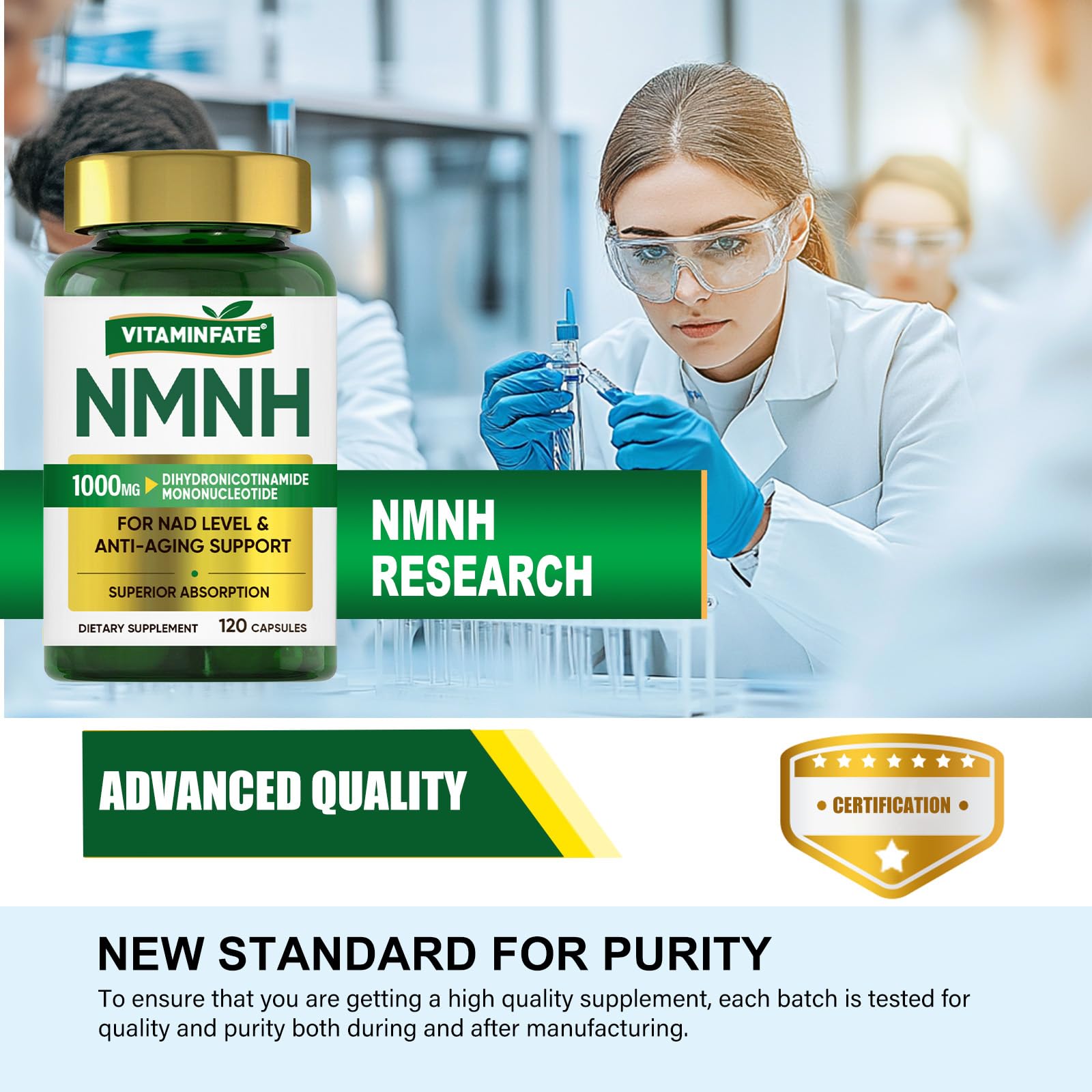 VITAMINFATE NMNH Supplement 1000 mg - 120 Capsules | NMN Alternative | Supports Anti-Aging, Cellular Energy and Repair, Metabolism & Brain Boost VITAMINFATE buy supplements canada