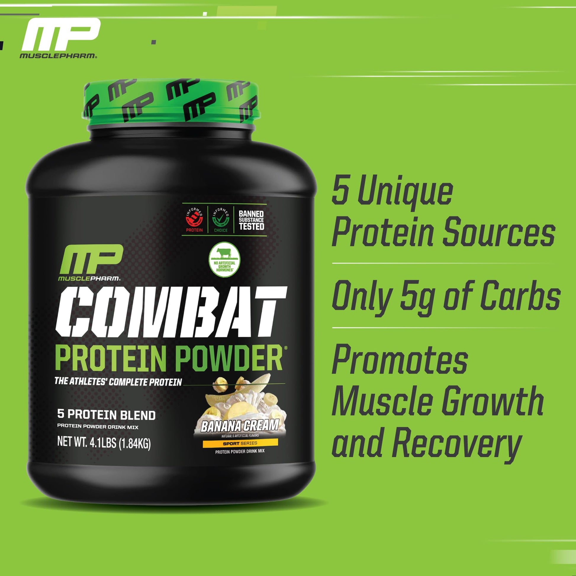 MusclePharm Combat Protein Powder, Banana Cream - 4 lb - Gluten Free - 52 Servings Muscle Pharm buy supplements canada