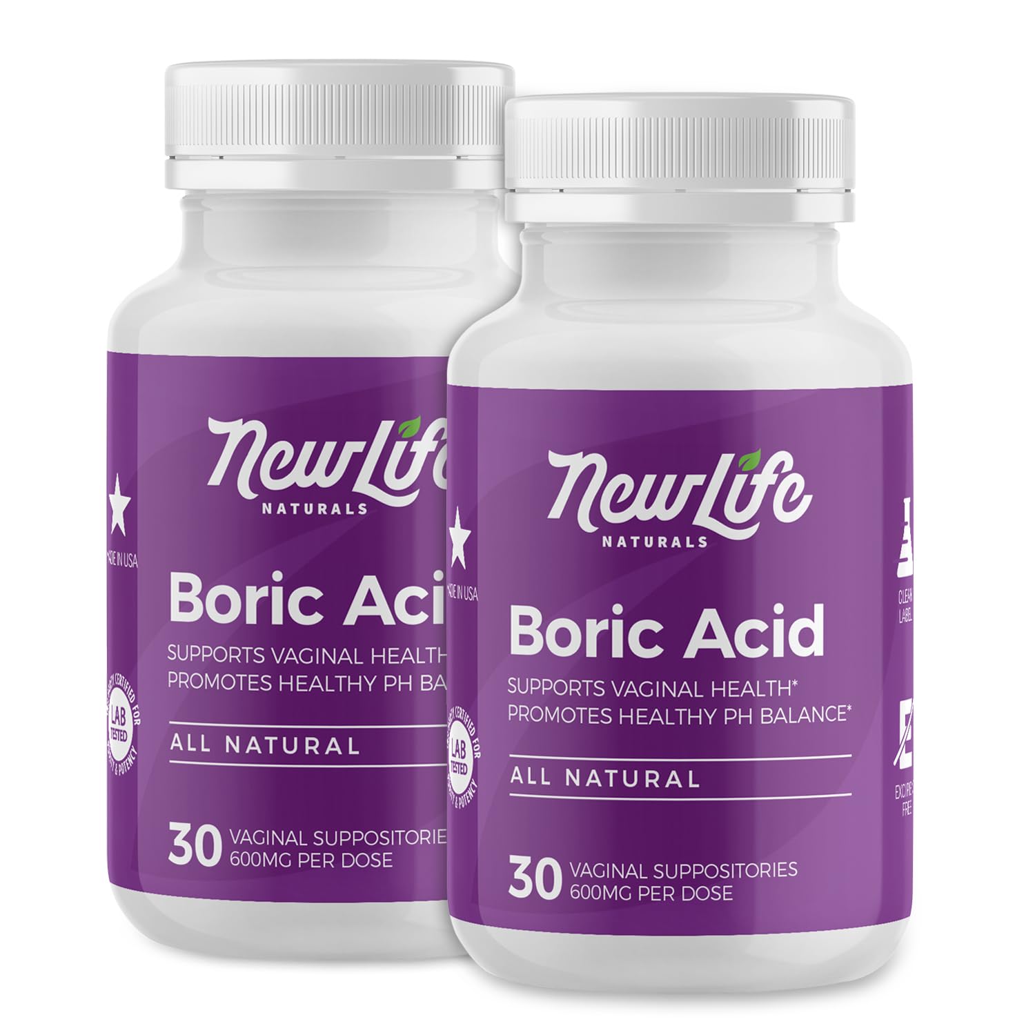 NewLife Naturals Boric Acid Suppositories for Women - 600mg | pH Balance Pills | Feminine Care | 2 Pack (60 Capsules) | Made in USA NewLife Naturals buy supplements canada