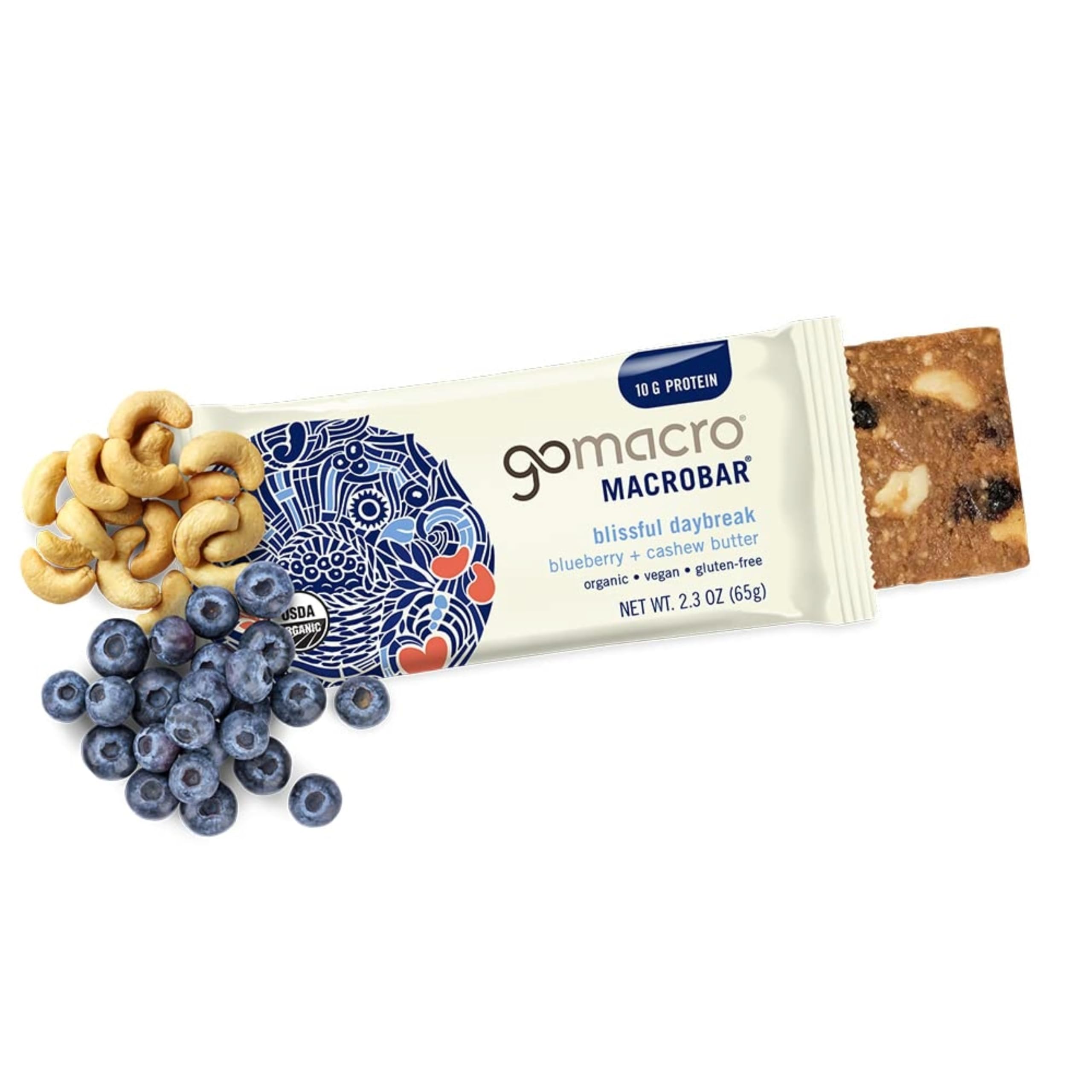 GoMacro Macrobar Organic Vegan Protein Bars - Blueberry + Cashew Butter , 2.3 Ounce GoMacro buy supplements canada