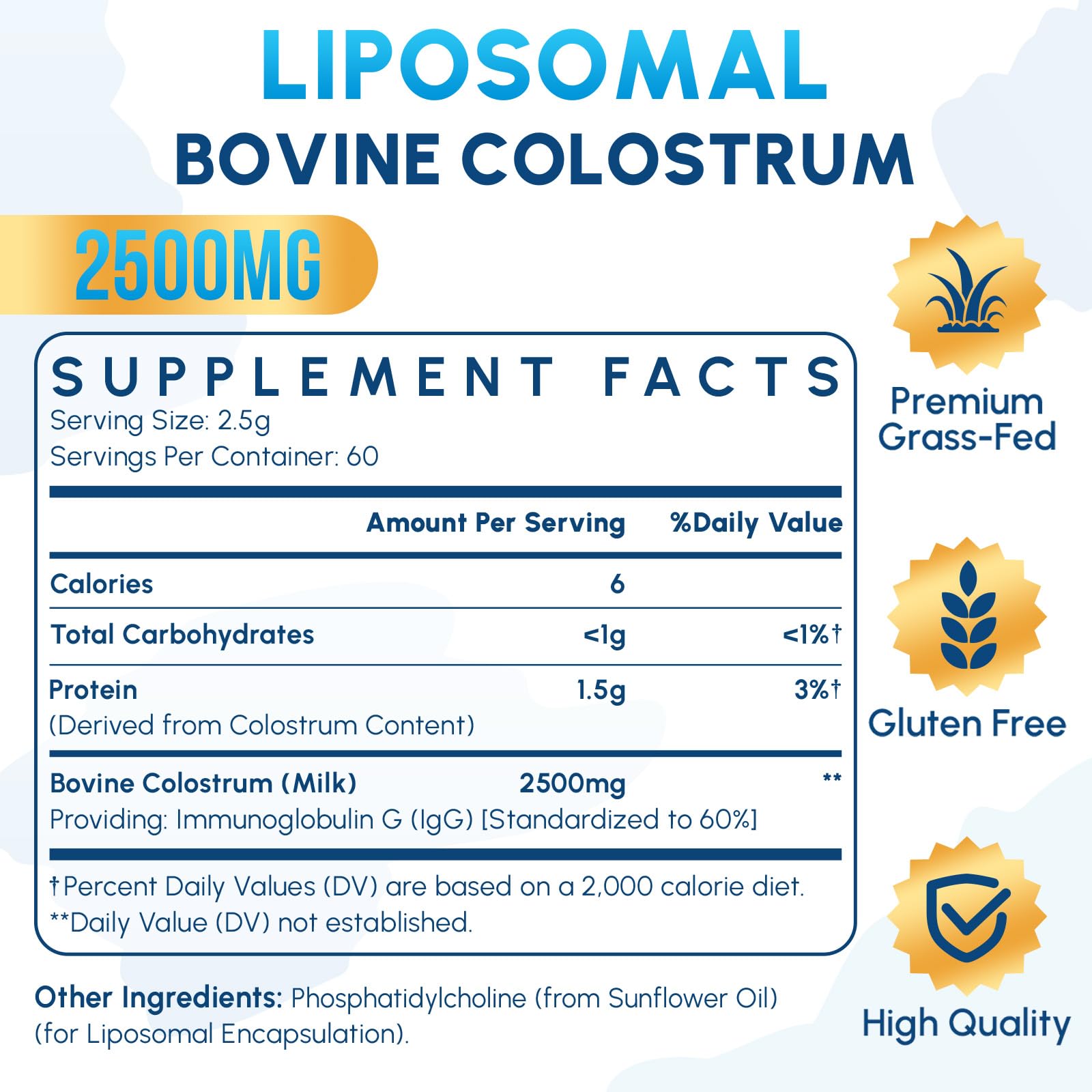 Zdoroviye Liposomal Bovine Colostrum Powder Supplement 2500 mg, Higher Absorption Than Regular Bovine Colostrum (60 Servings) Zdoroviye buy supplements canada